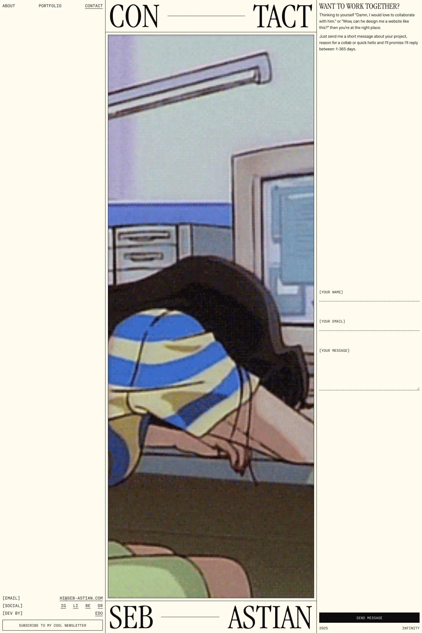 Seb-astian — screenshot of the contact page