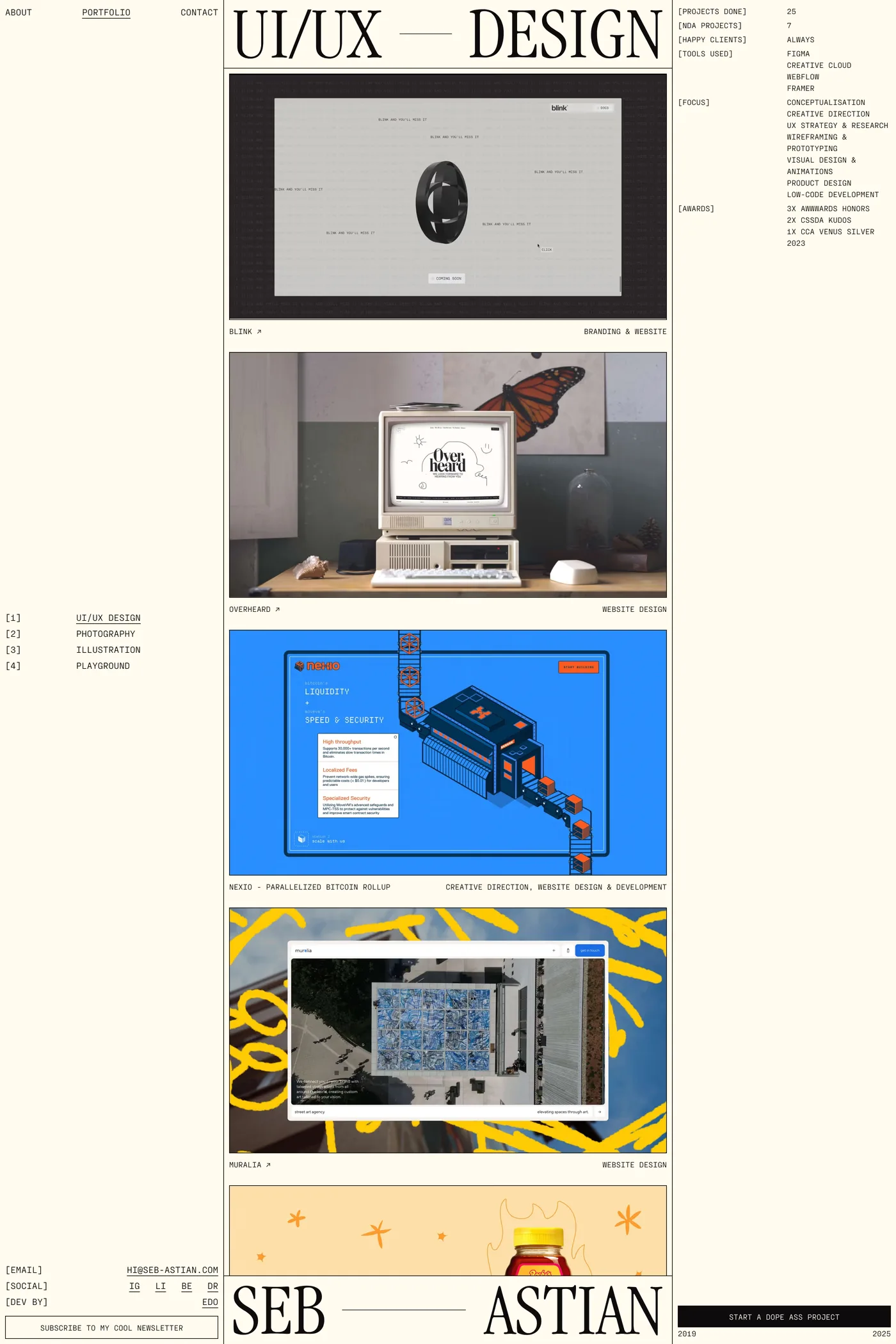 Seb-astian — screenshot of the work page