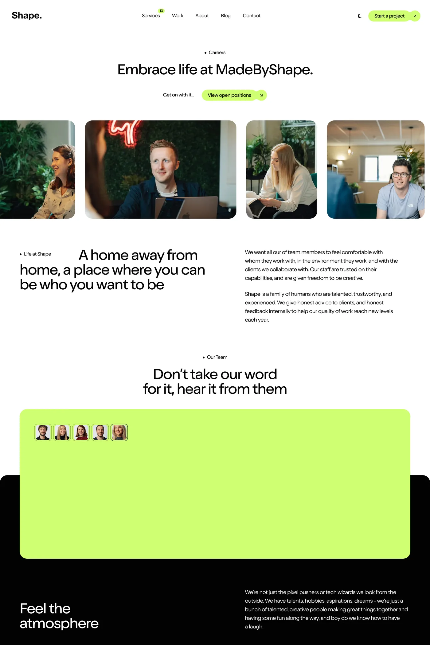 Shape — screenshot of the careers page