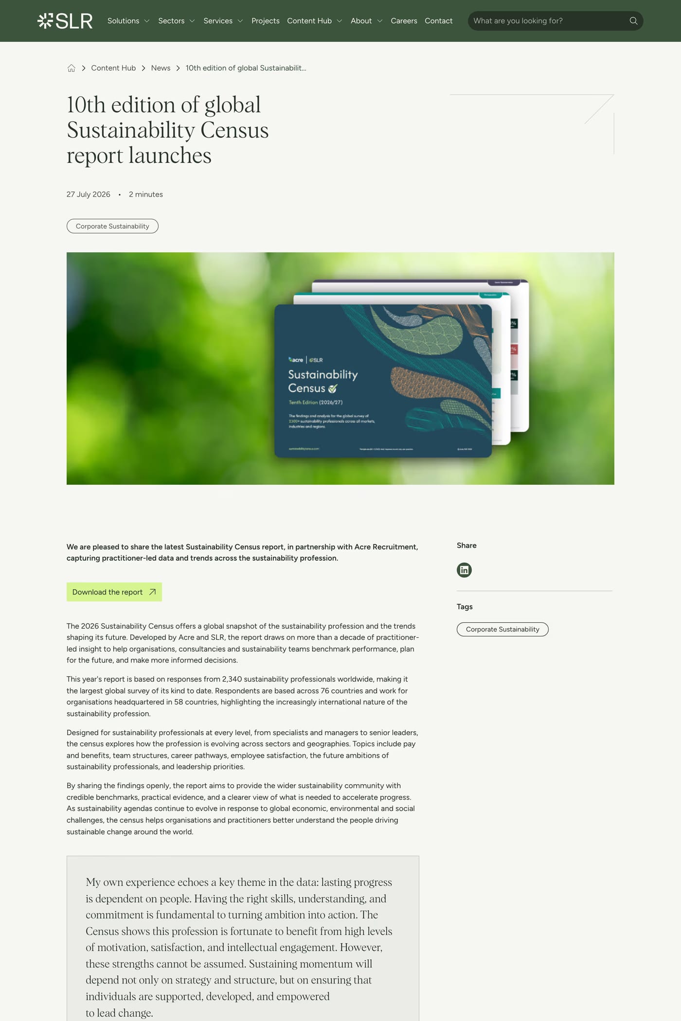 SLR Consulting — screenshot of the blog page