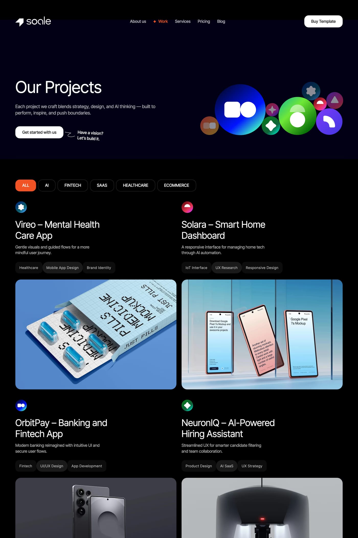 Soale — screenshot of the work page