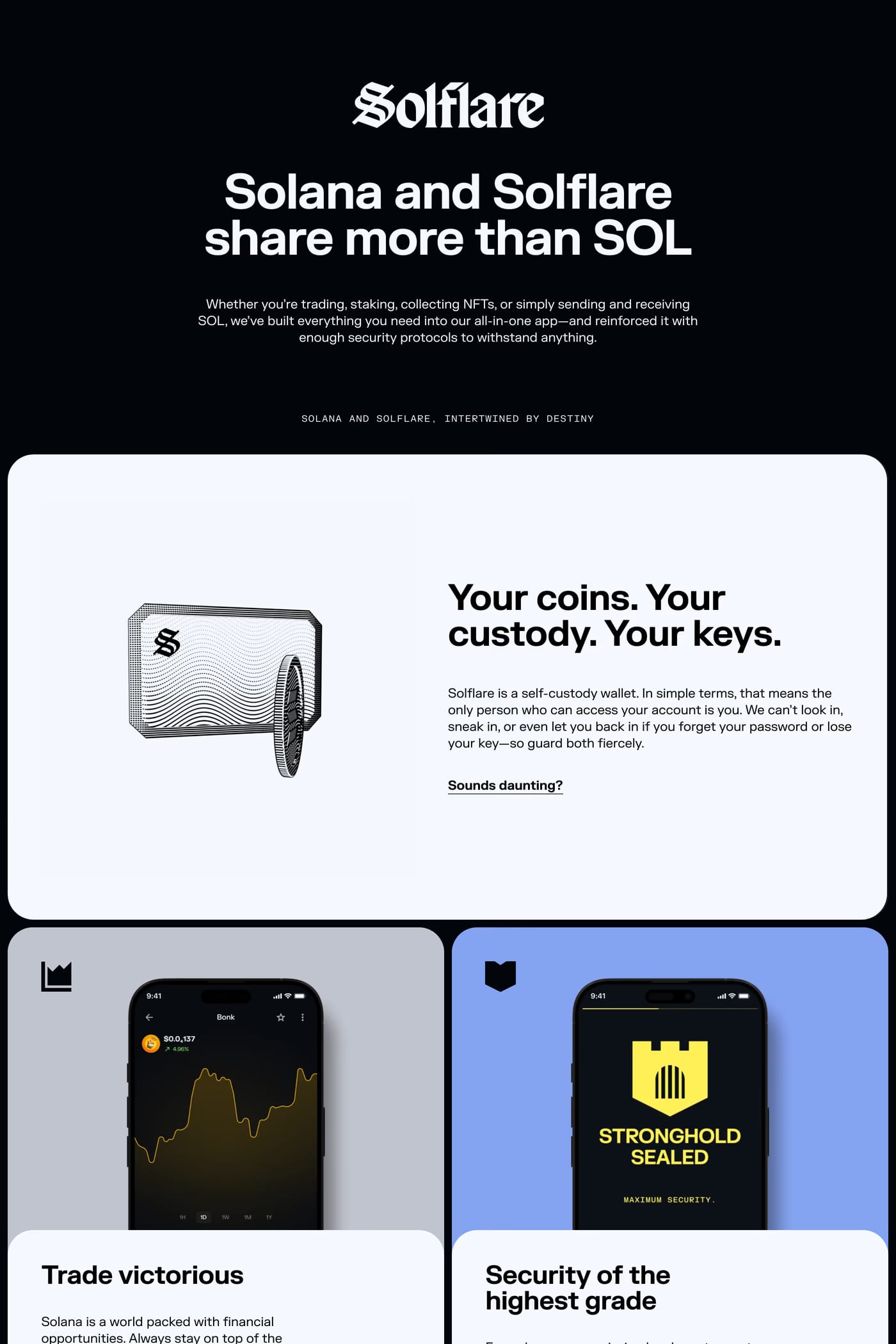 Solflare features page