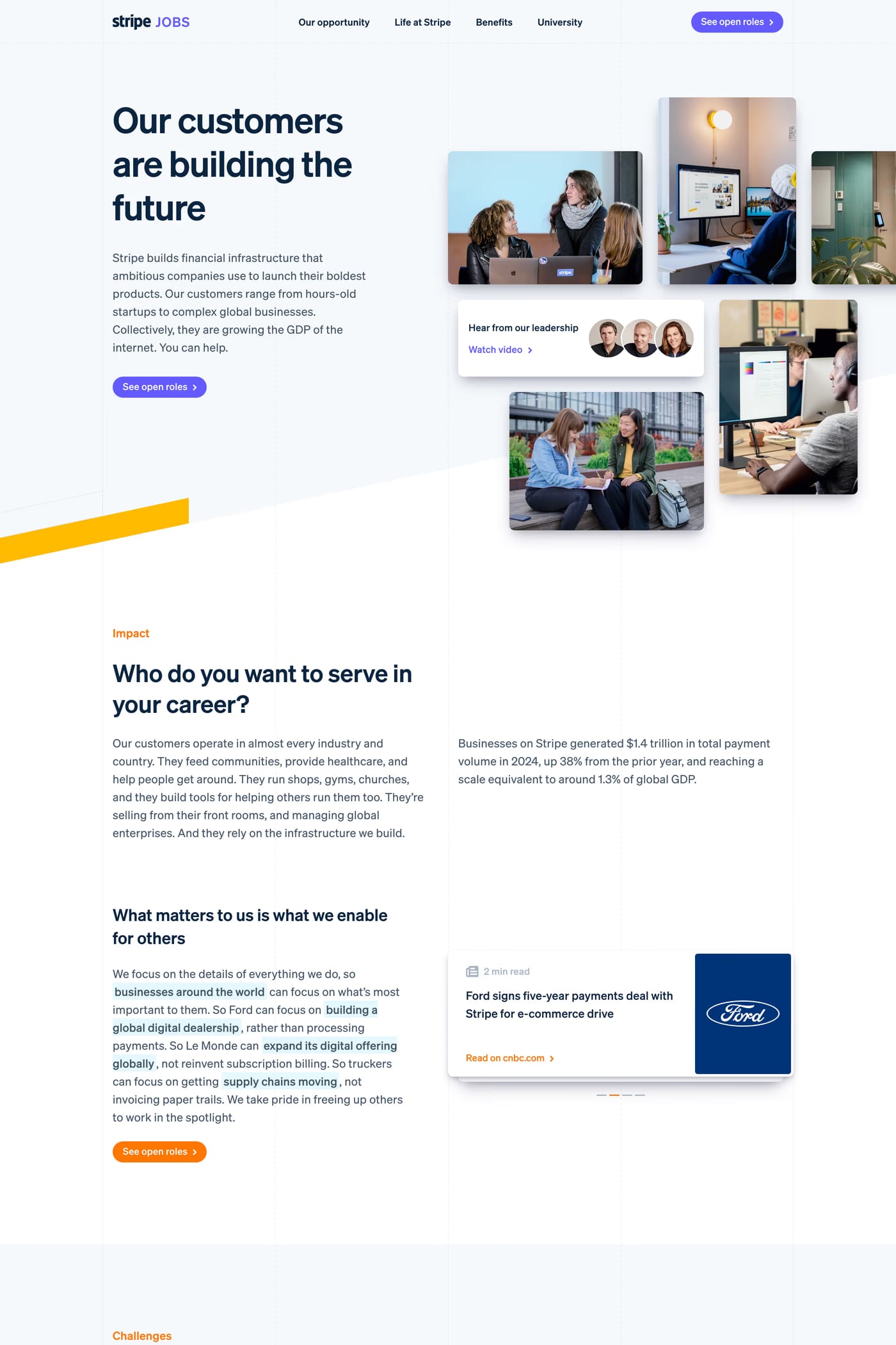 Stripe careers page
