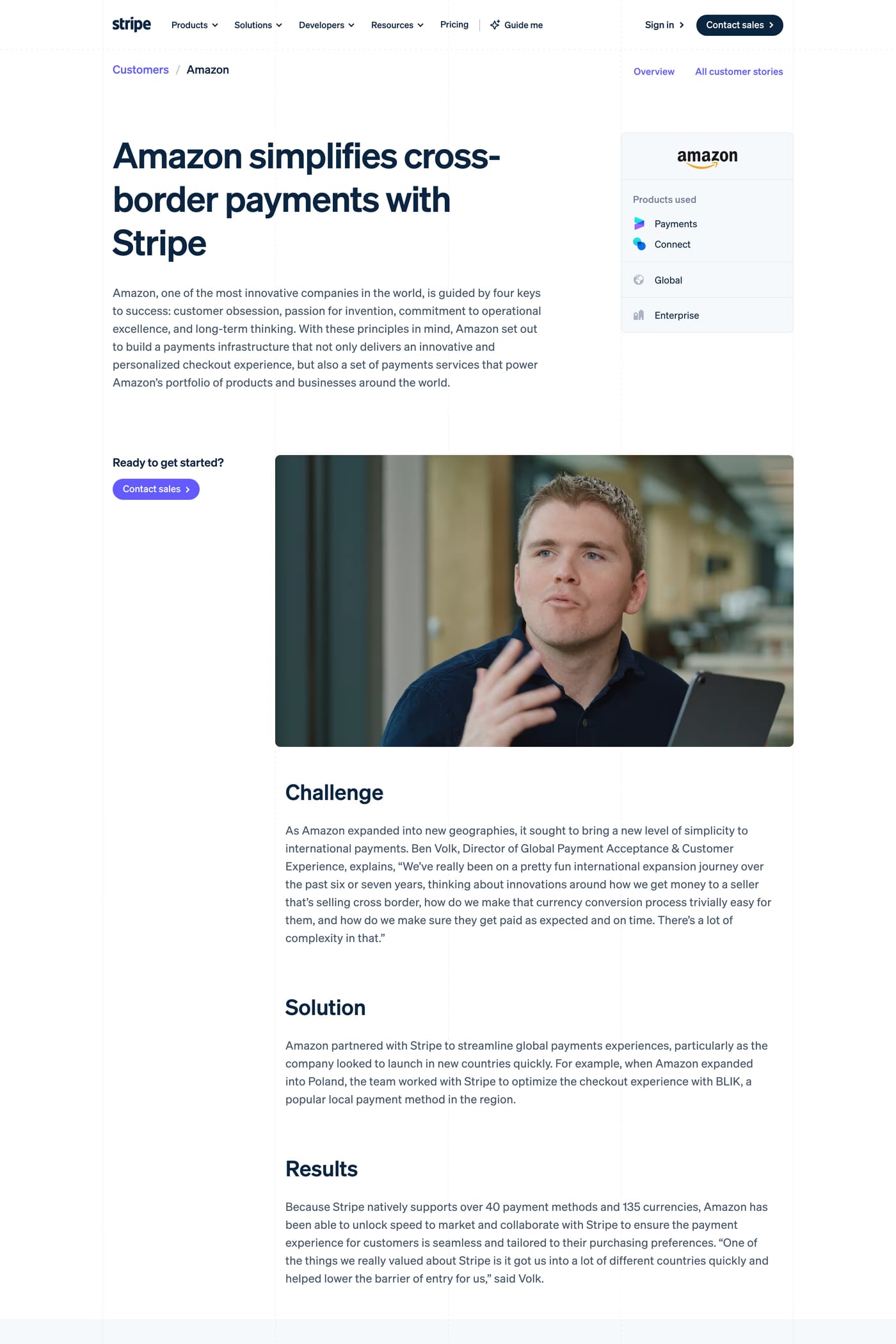 Stripe case studies page