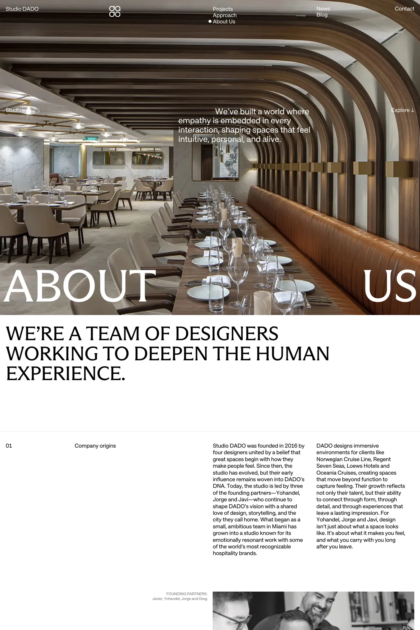 Studio Dado — screenshot of the about page