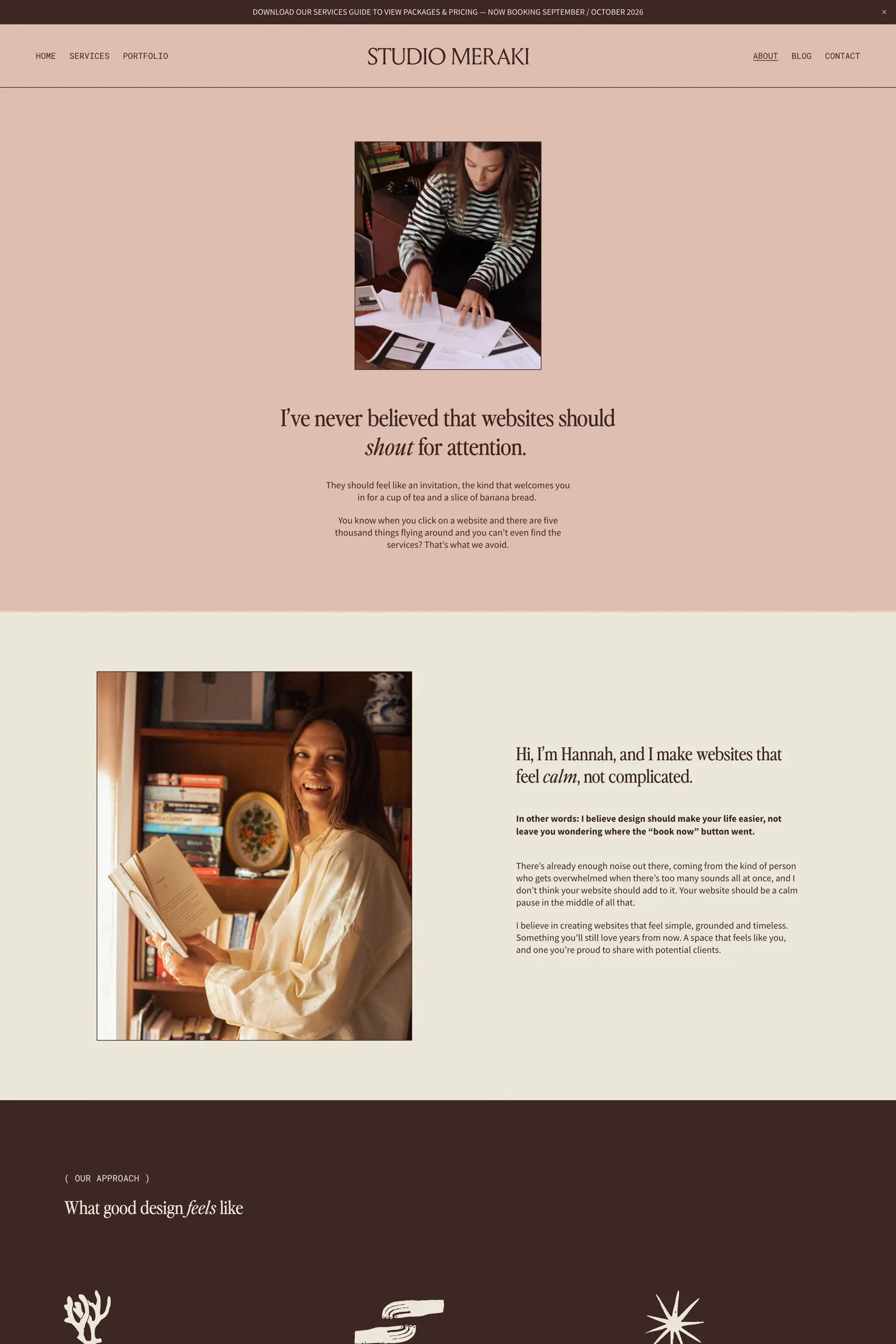 Studio Meraki — screenshot of the about page