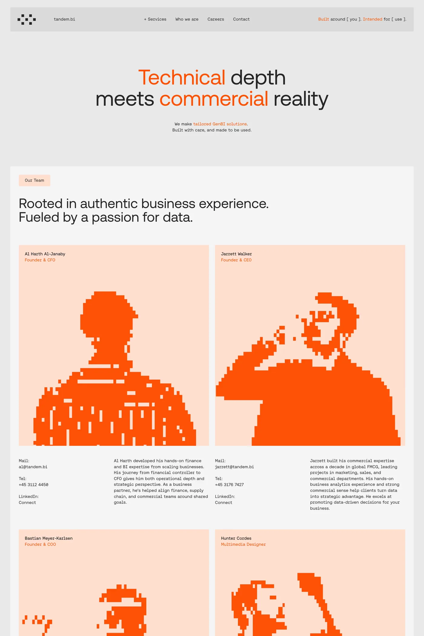 Tandem.bi — screenshot of the about page