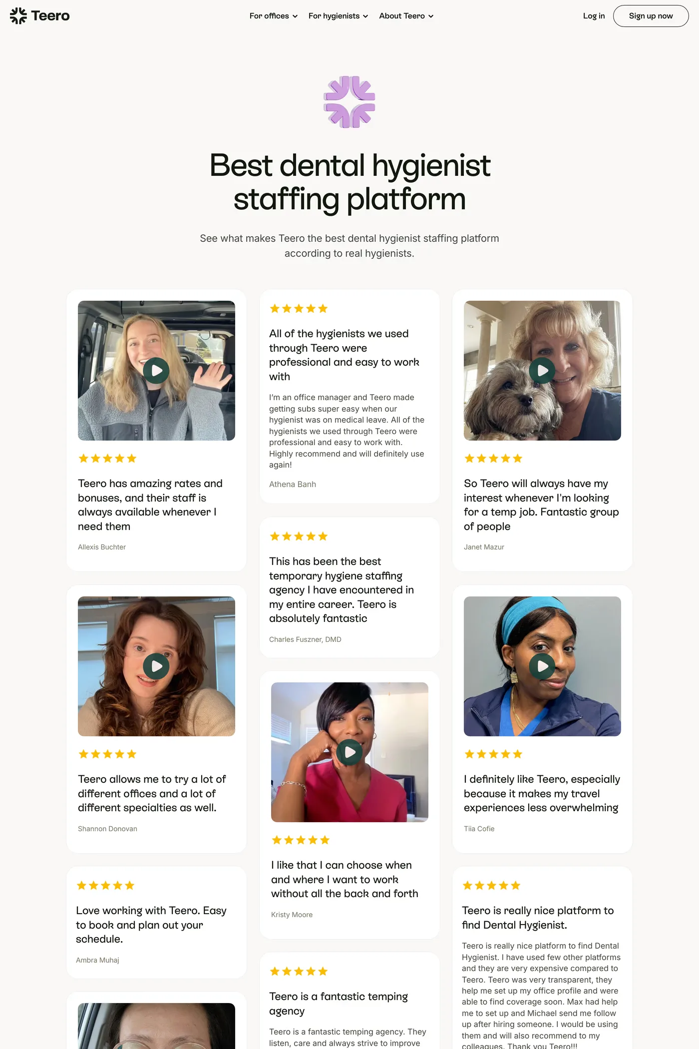 Teero — screenshot of the case studies page