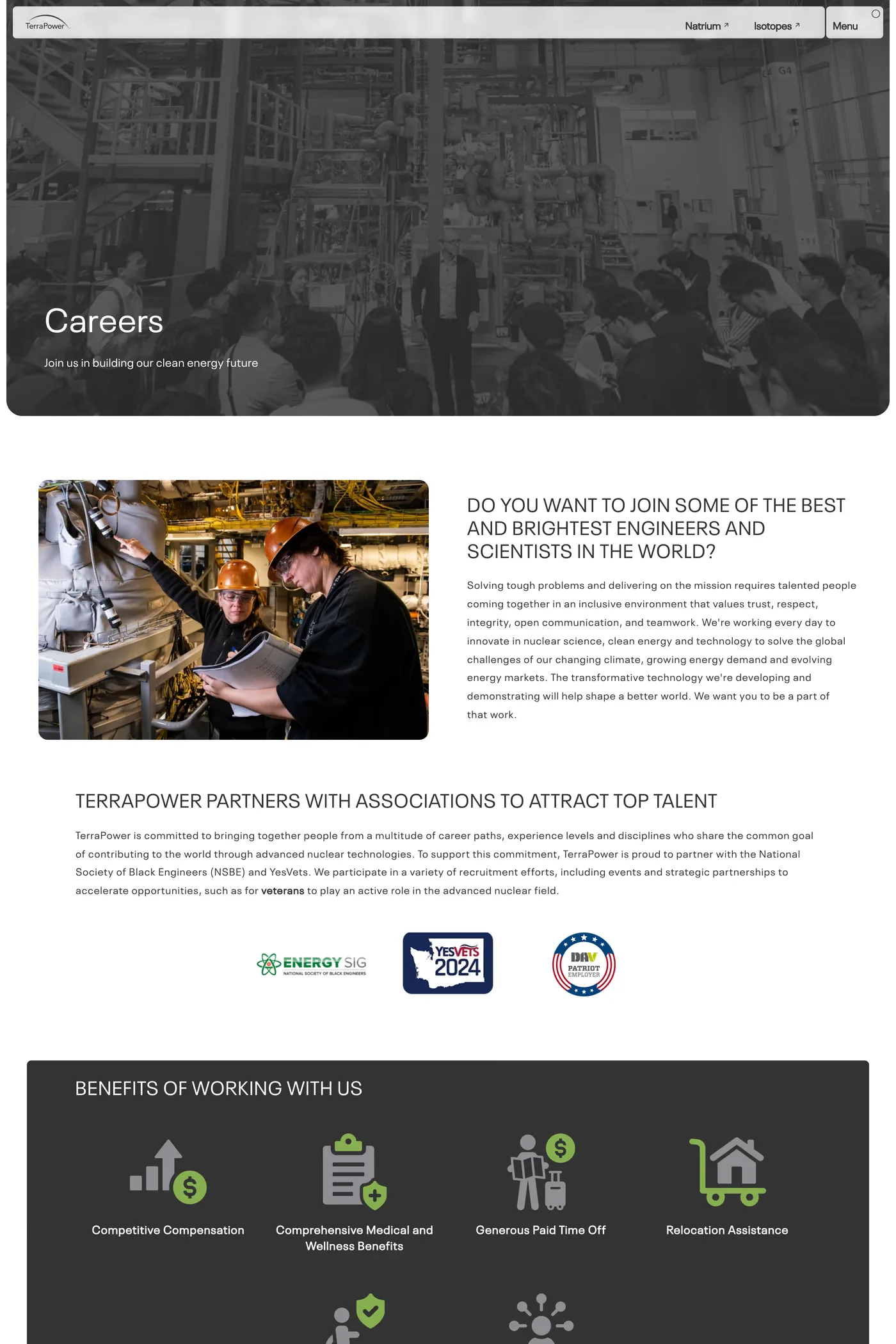TerraPower — screenshot of the careers page