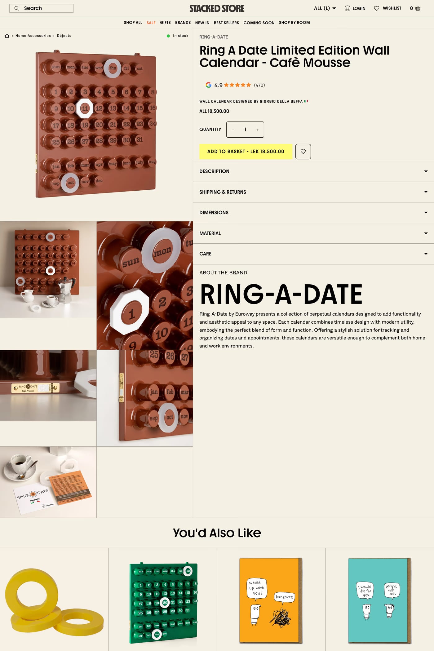 The Stacked Store product page page