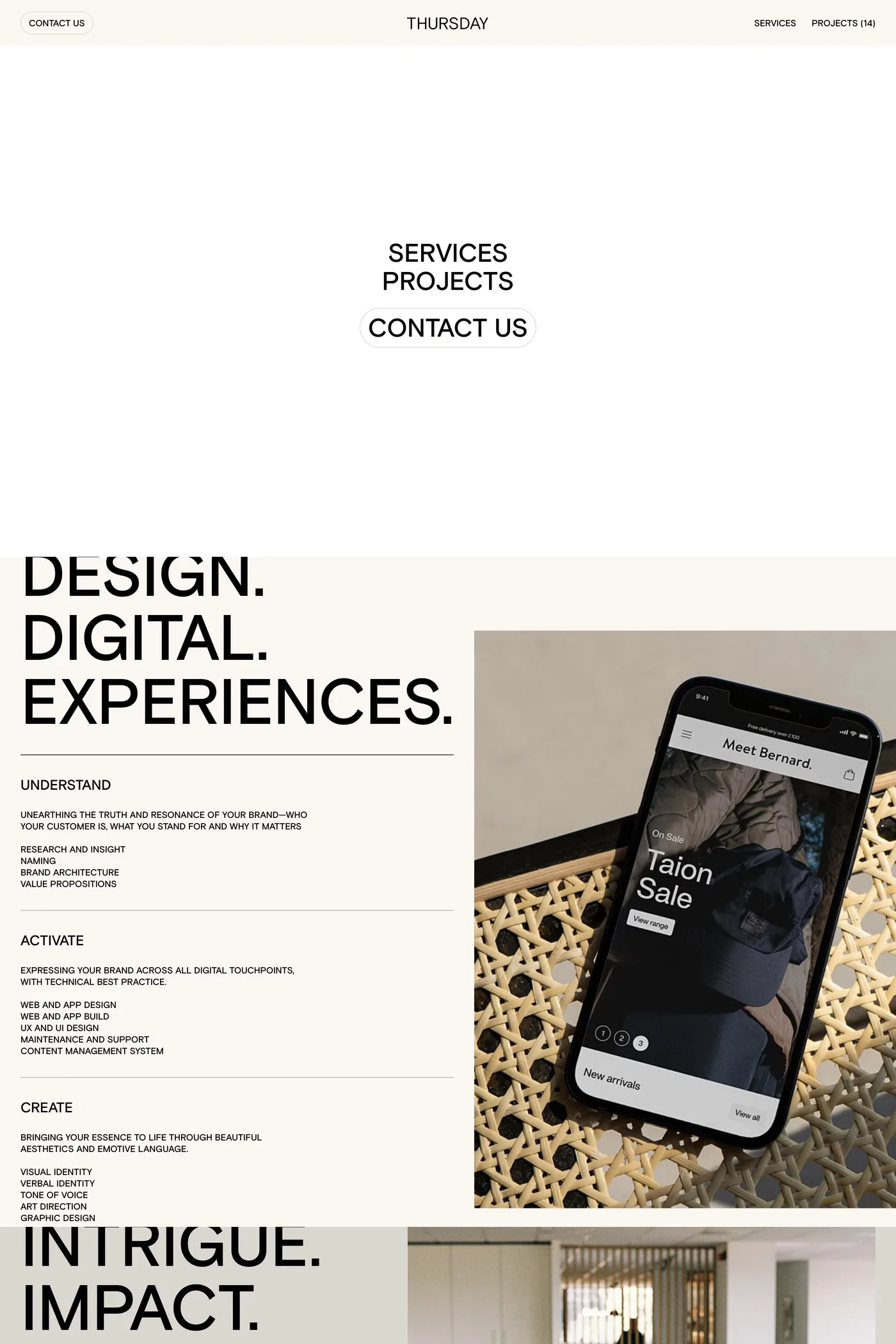 Thursday — screenshot of the about page
