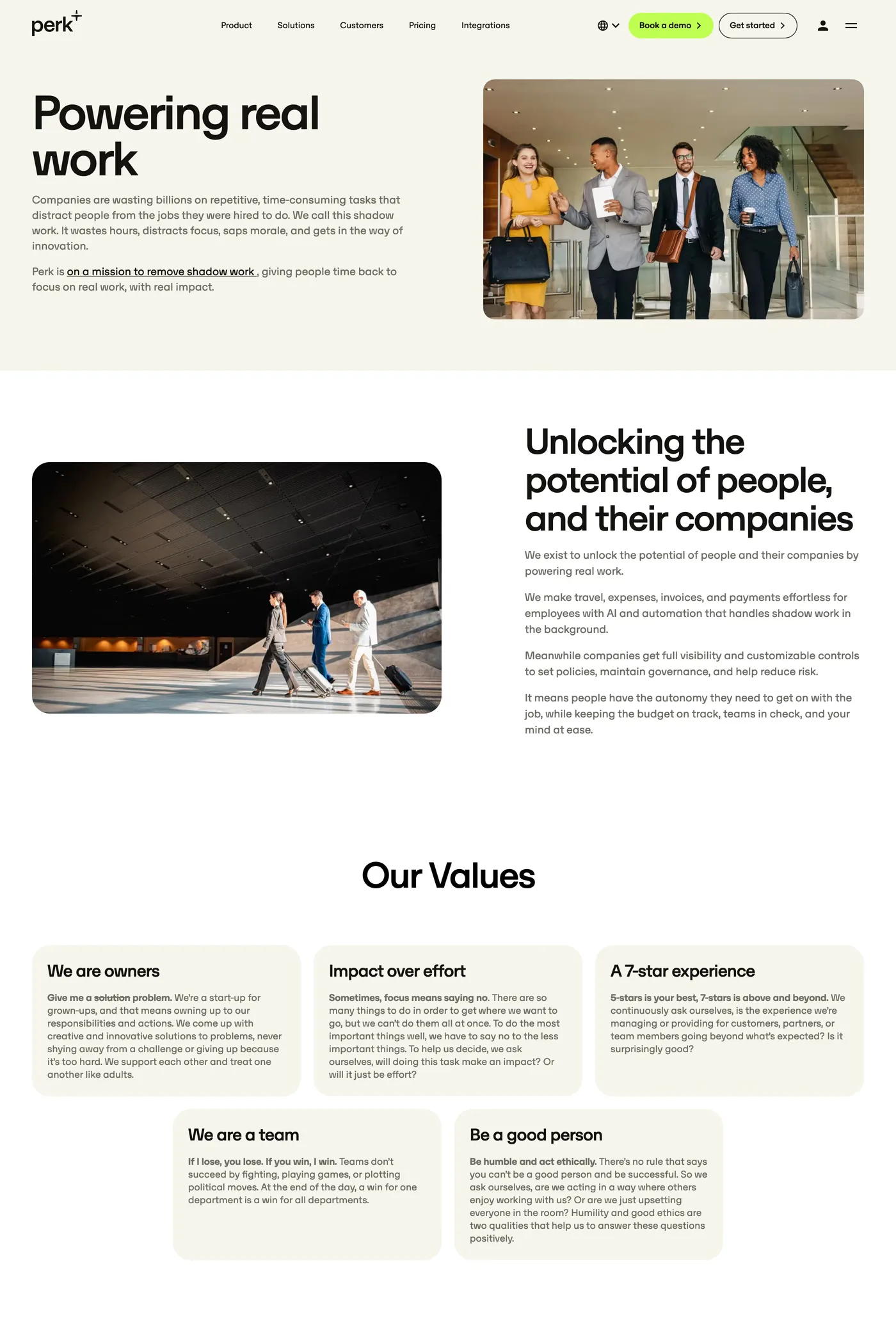 TravelPerk — screenshot of the about page