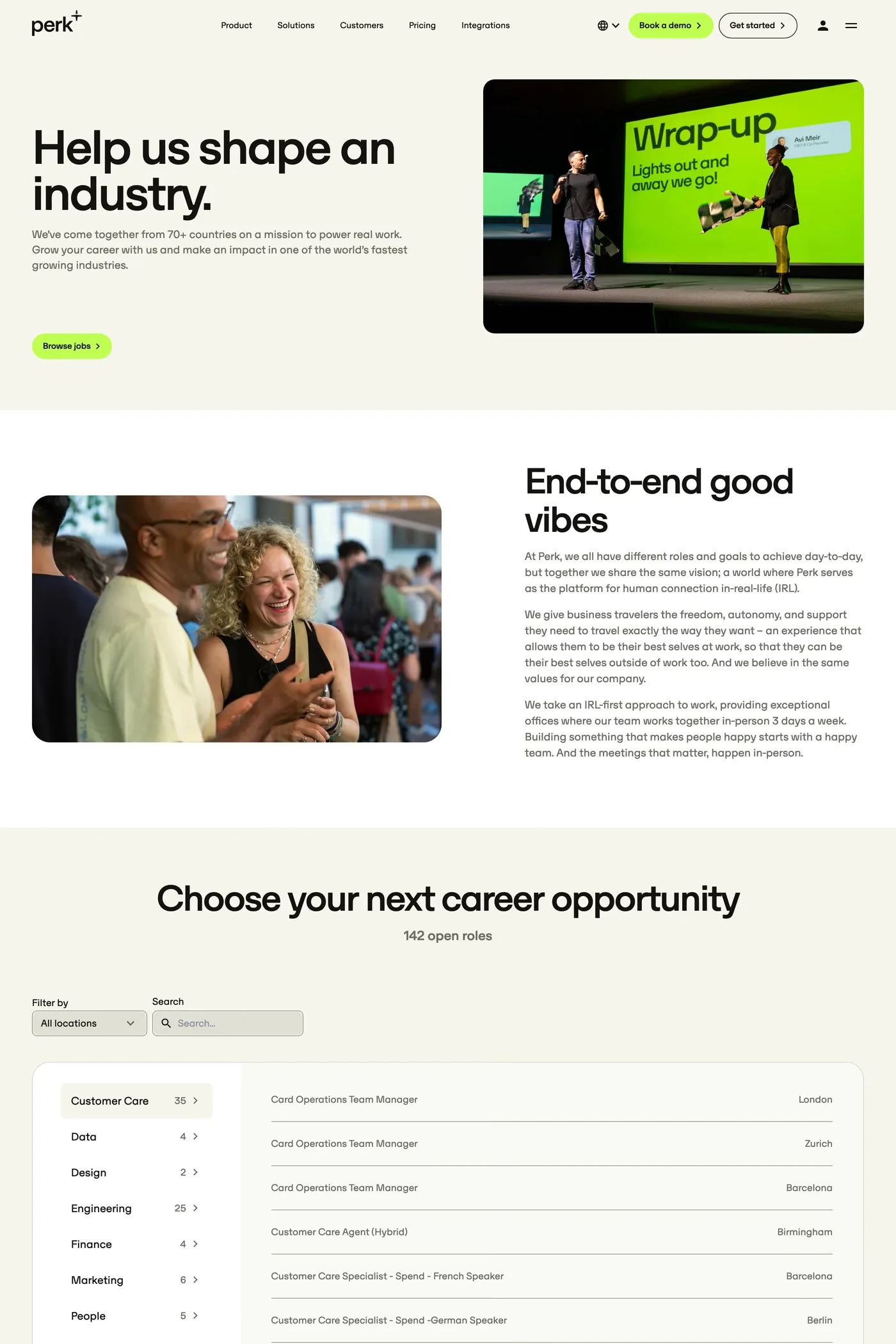 TravelPerk — screenshot of the careers page