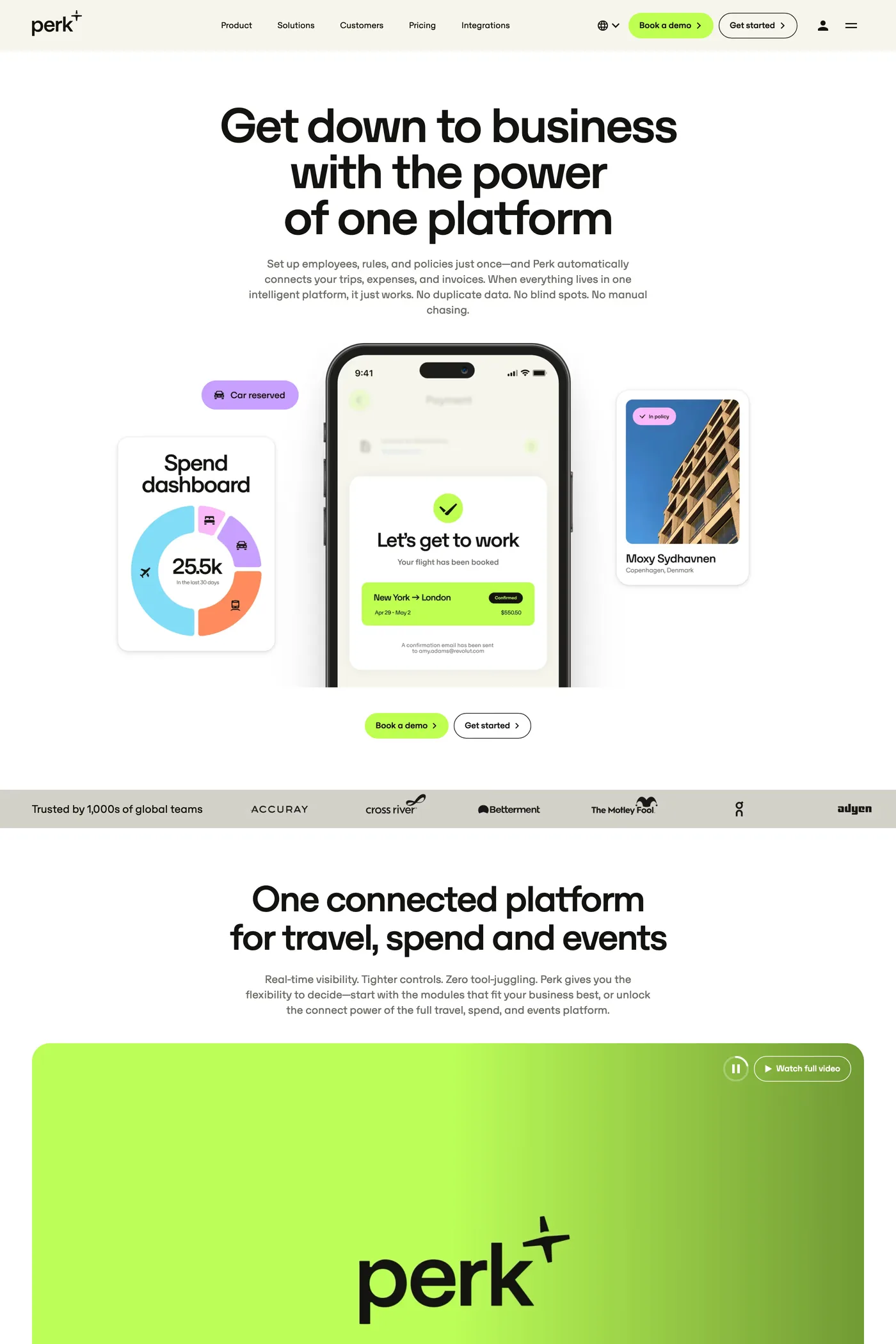 TravelPerk — screenshot of the features page