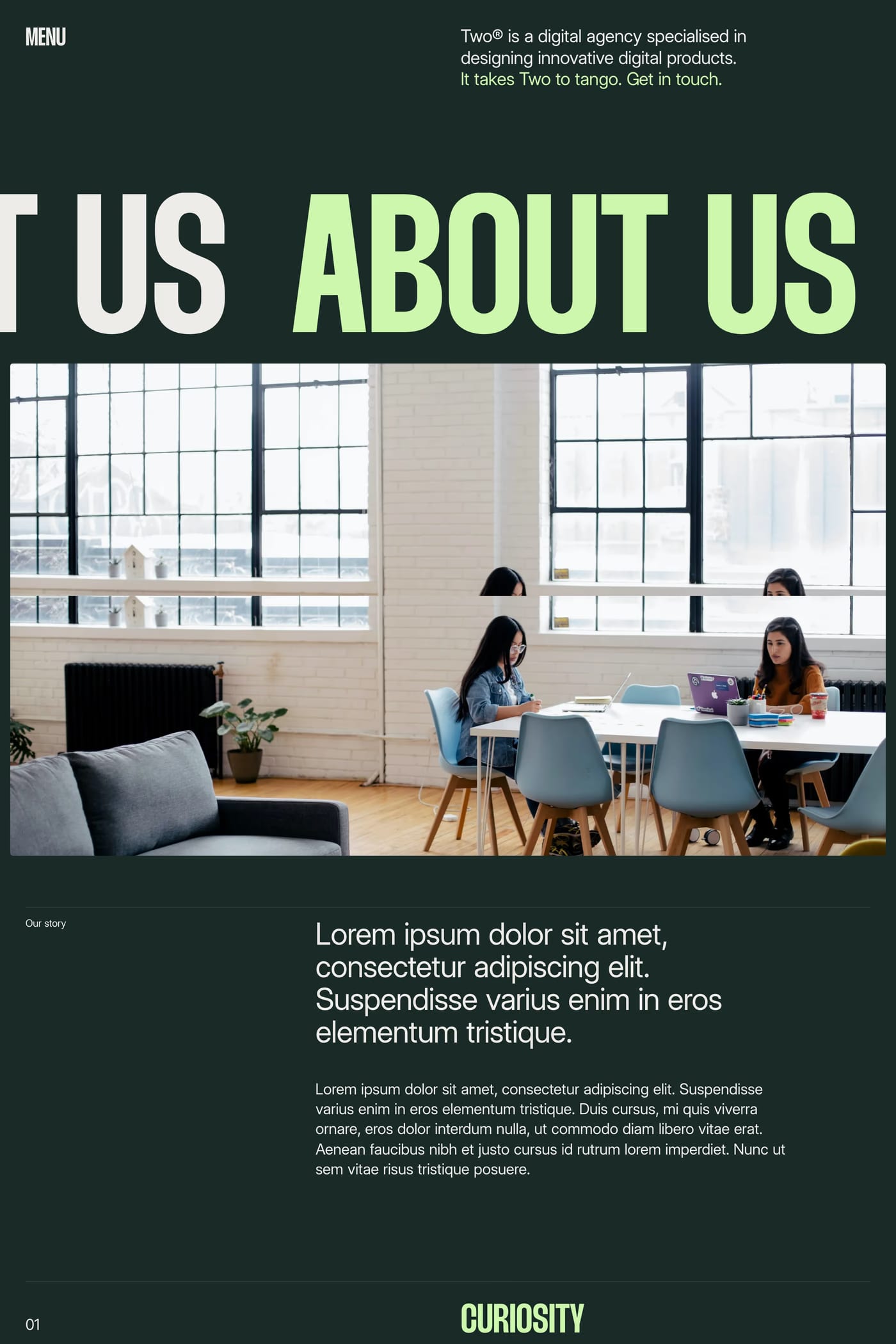 Two — screenshot of the about page