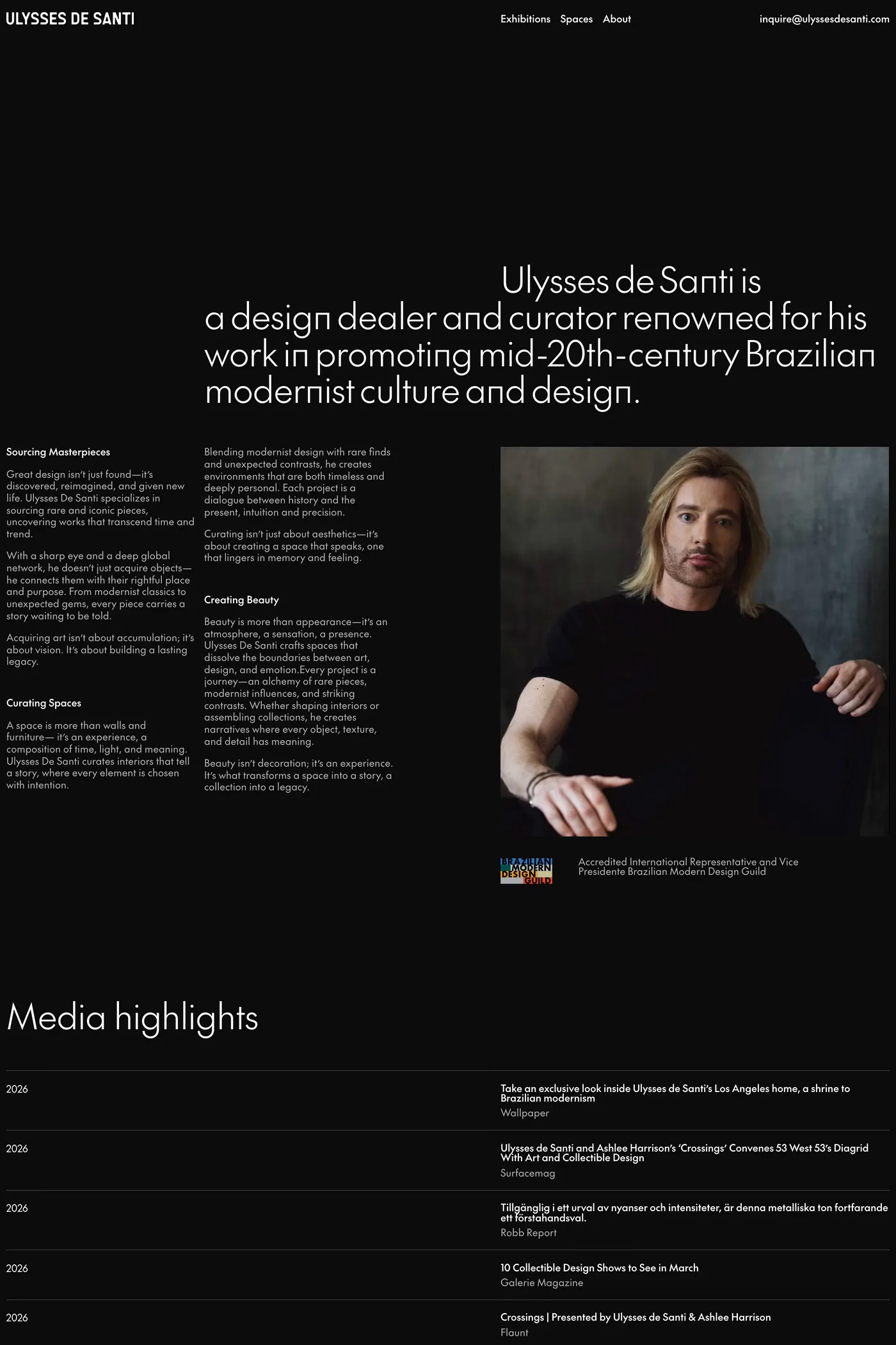 Ulysses de Santi — screenshot of the about page