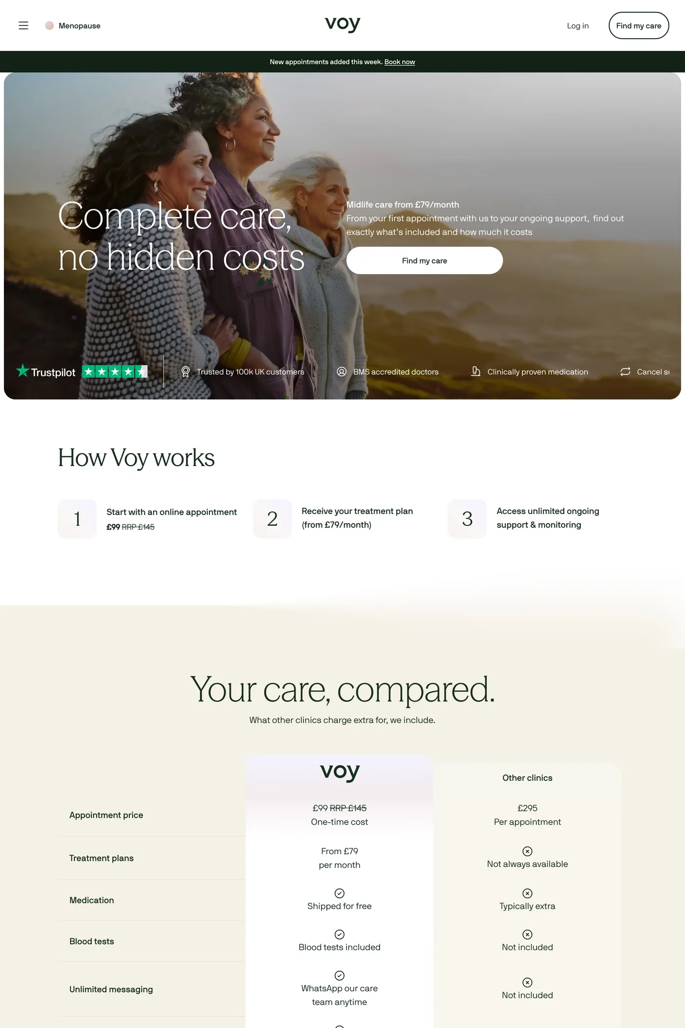 Voy — screenshot of the pricing page