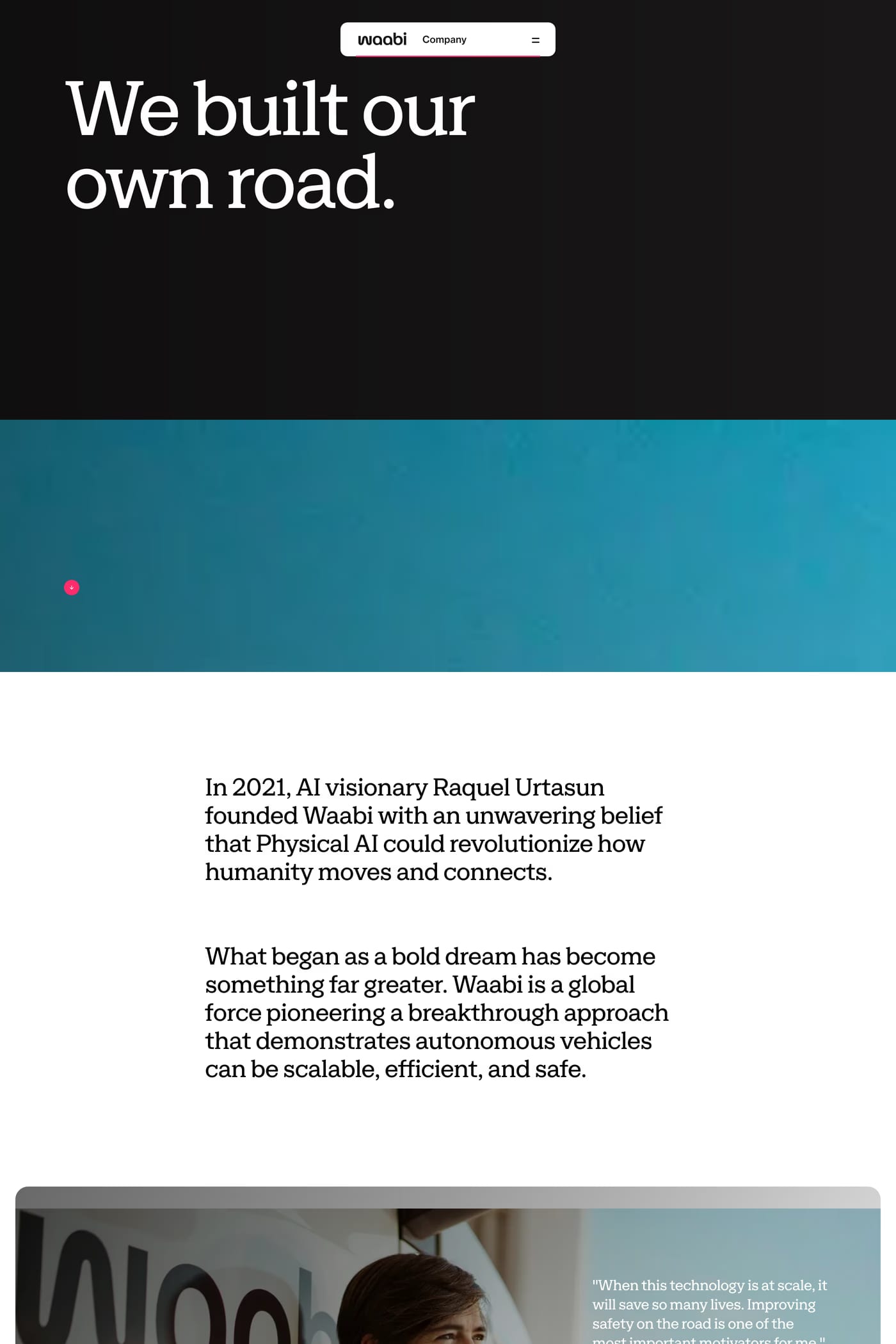 Waabi — screenshot of the about page