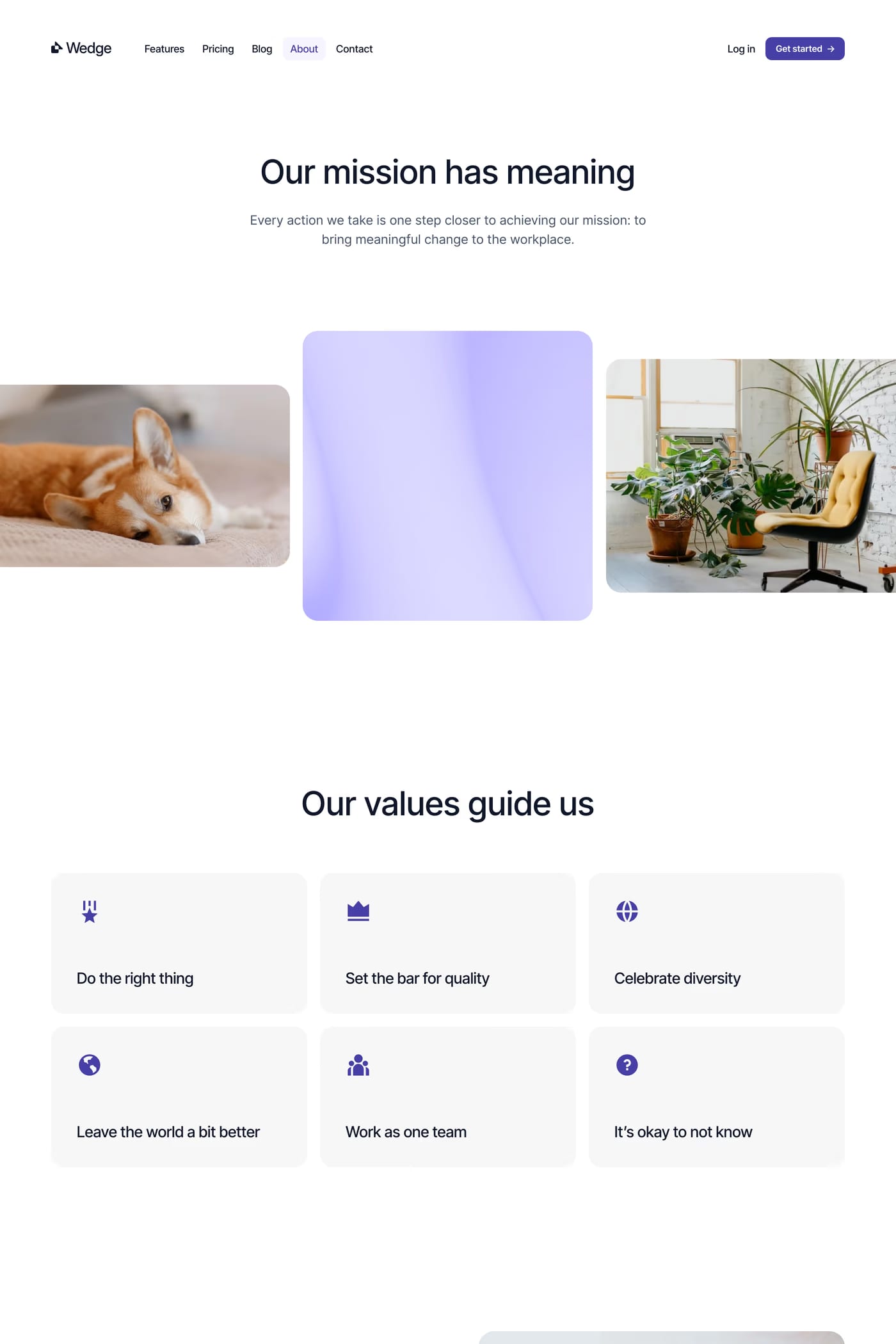 Wedge — screenshot of the about page