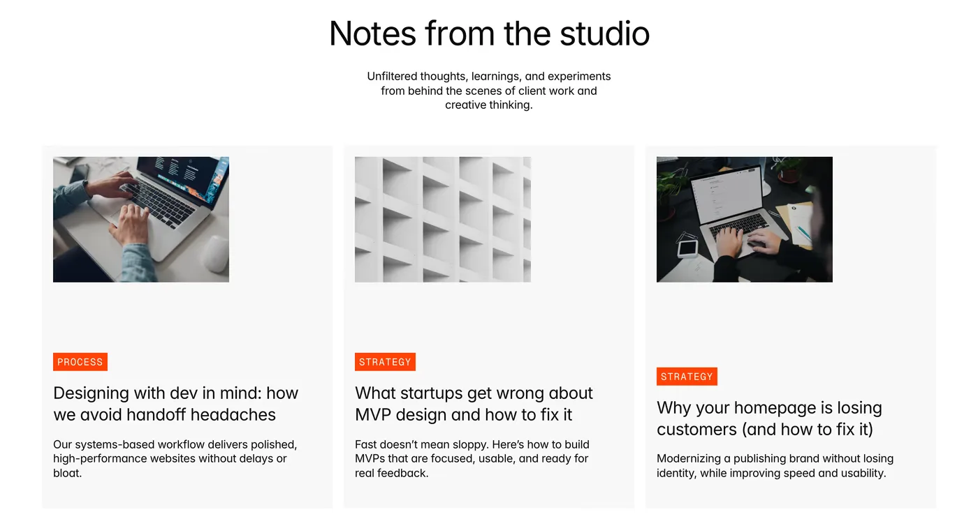 Agena — screenshot of the features section