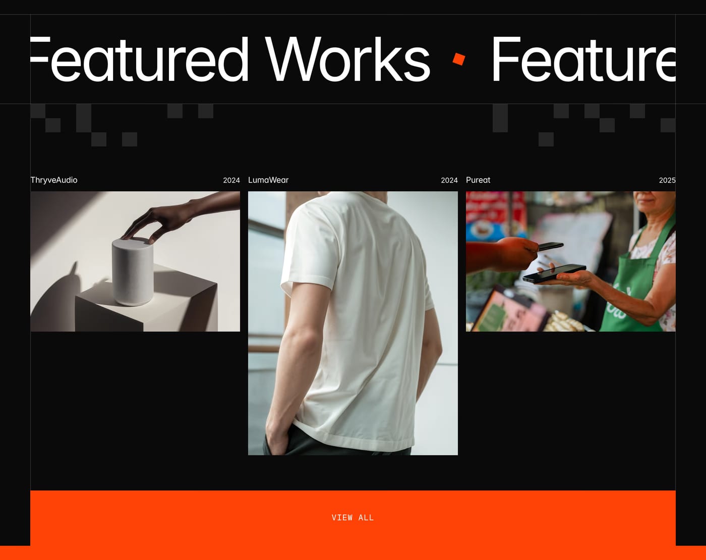 Agena — screenshot of the portfolio section
