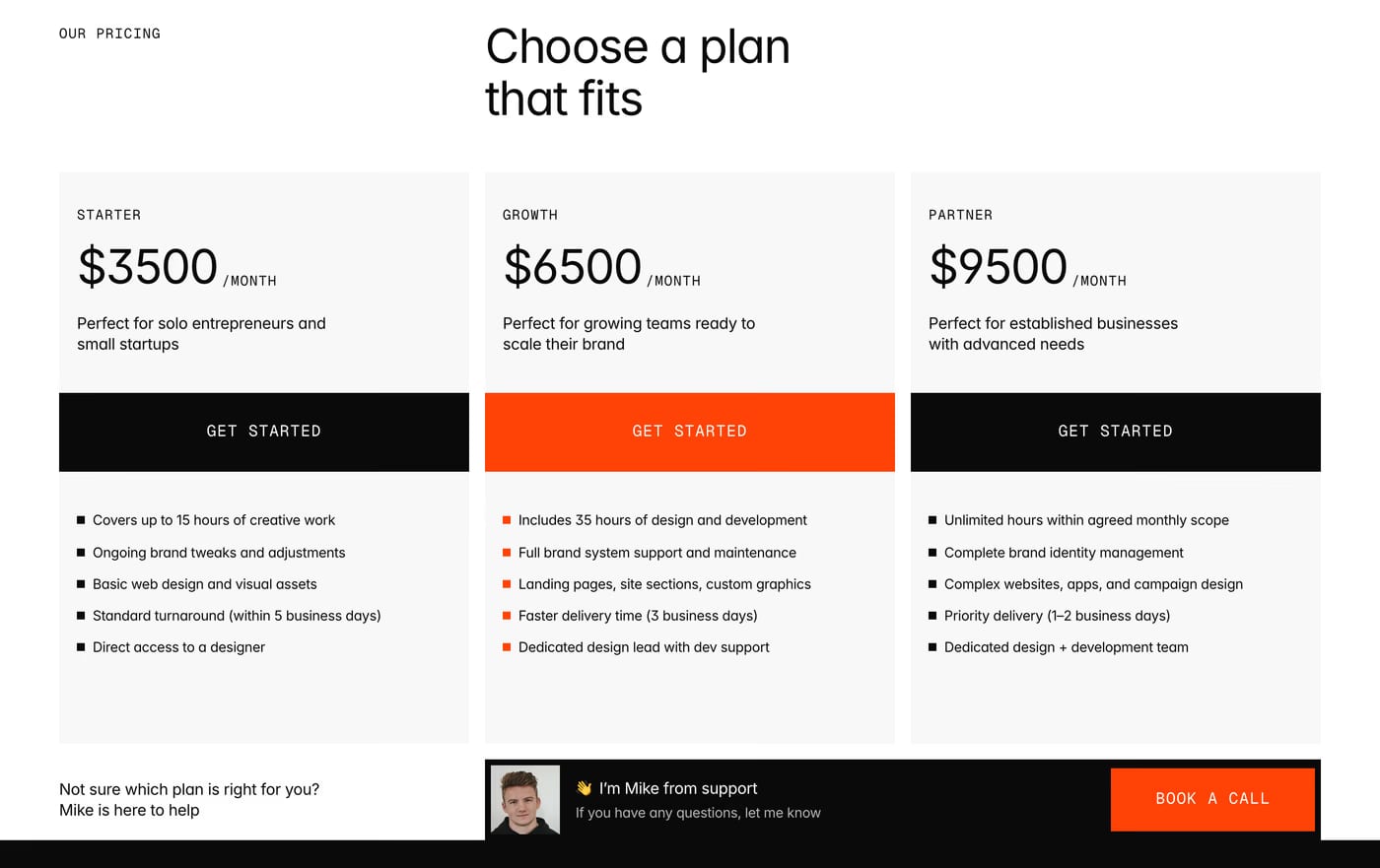 Agena Pricing section