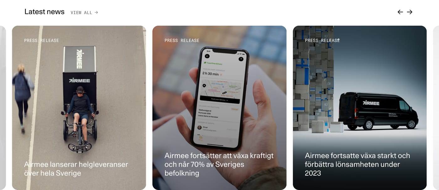 Airmee Blog section