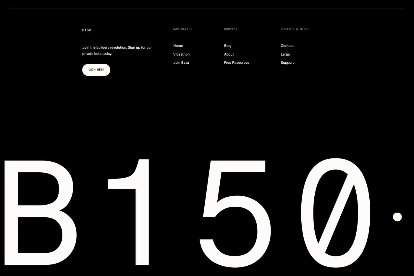 B150 — screenshot of the footer section