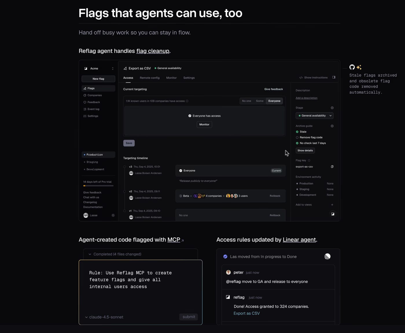 Bucket — screenshot of the features section