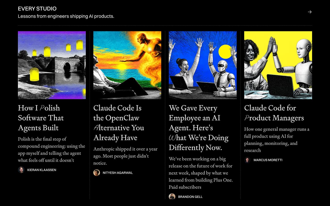 Every — screenshot of the features section