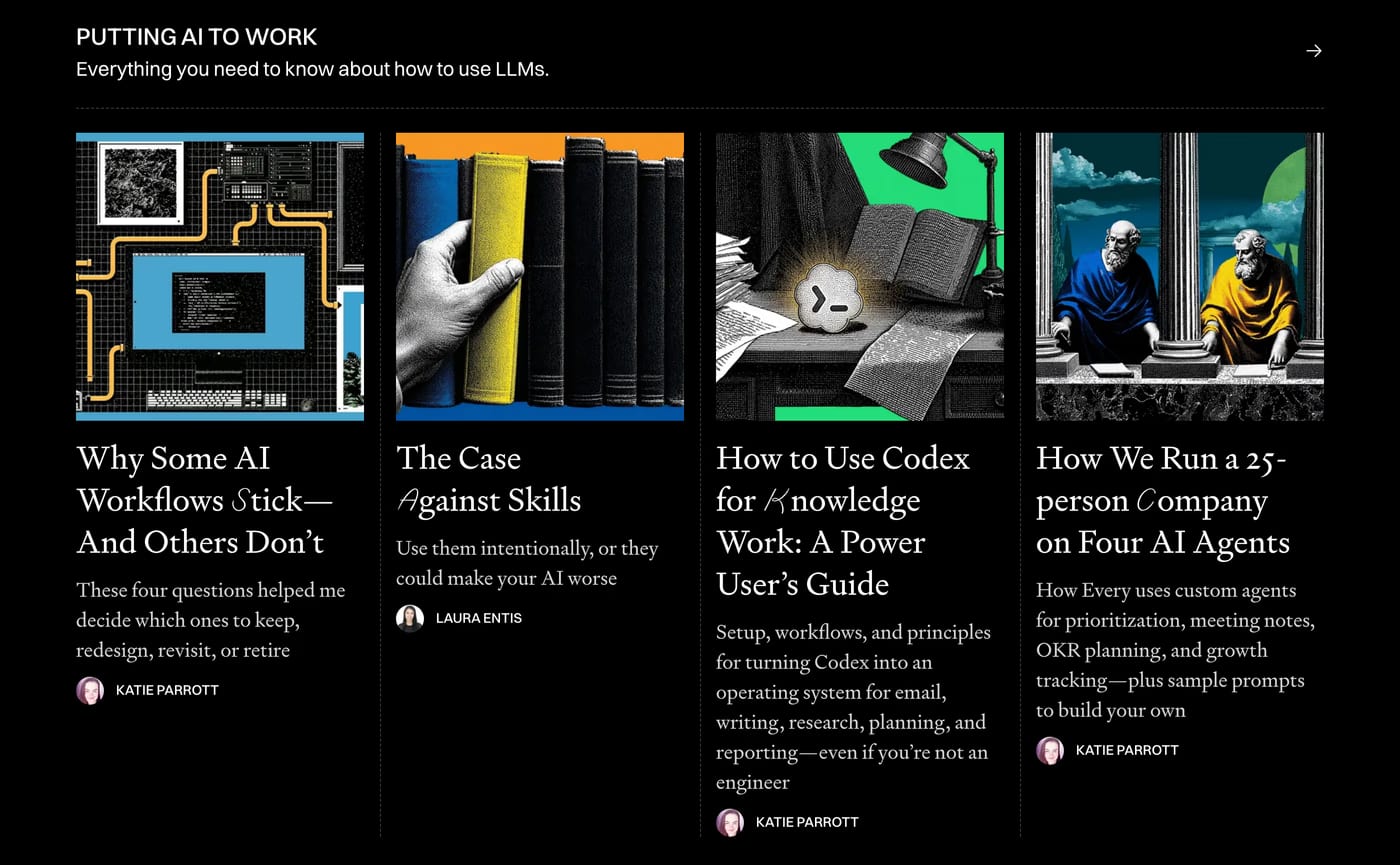 Every — screenshot of the features section
