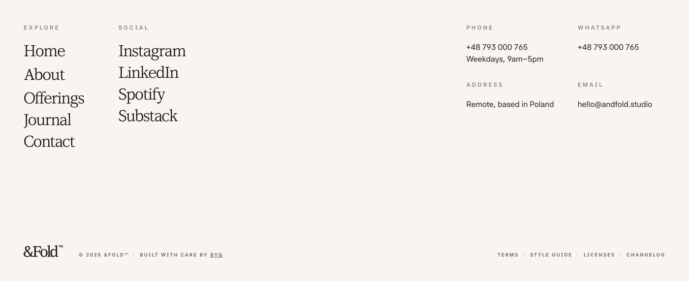 &Fold™ Footer section