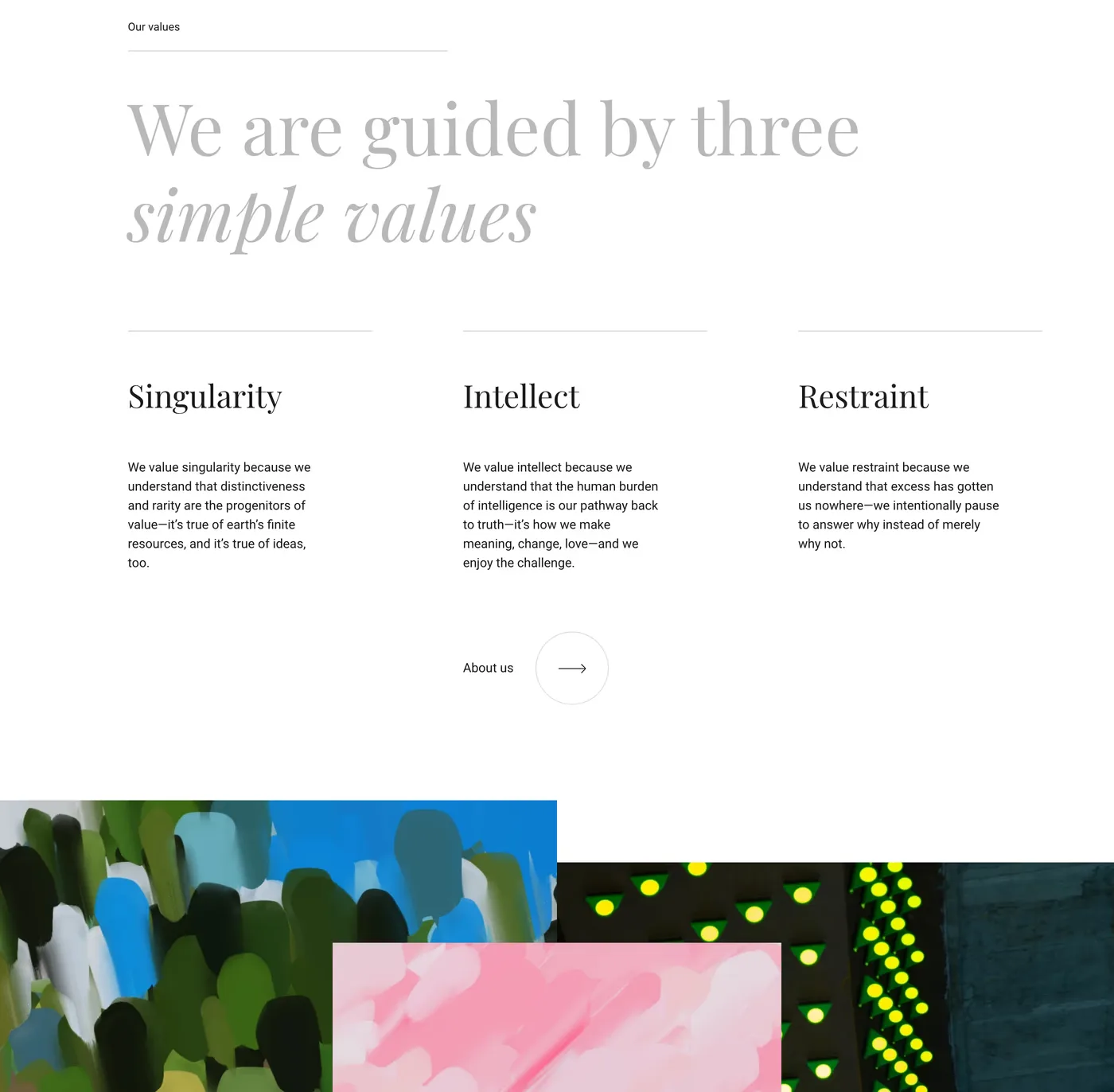 Fraiche — screenshot of the features section