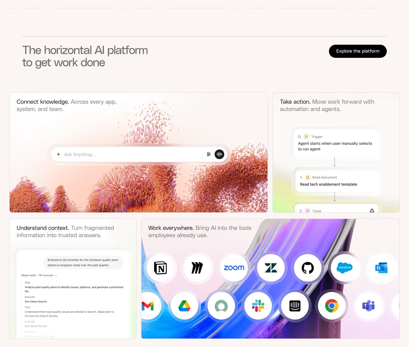 Glean — screenshot of the faq section