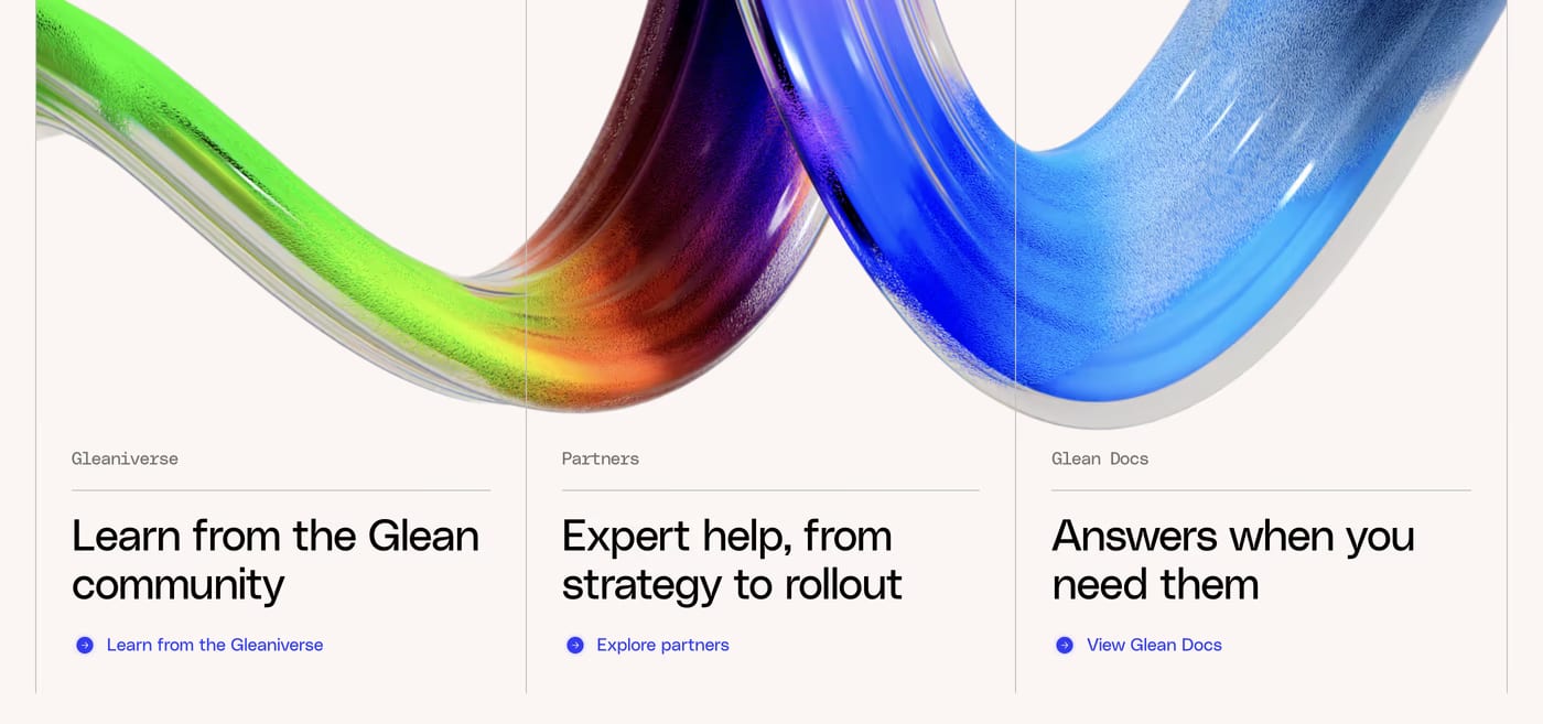 Glean — screenshot of the features section