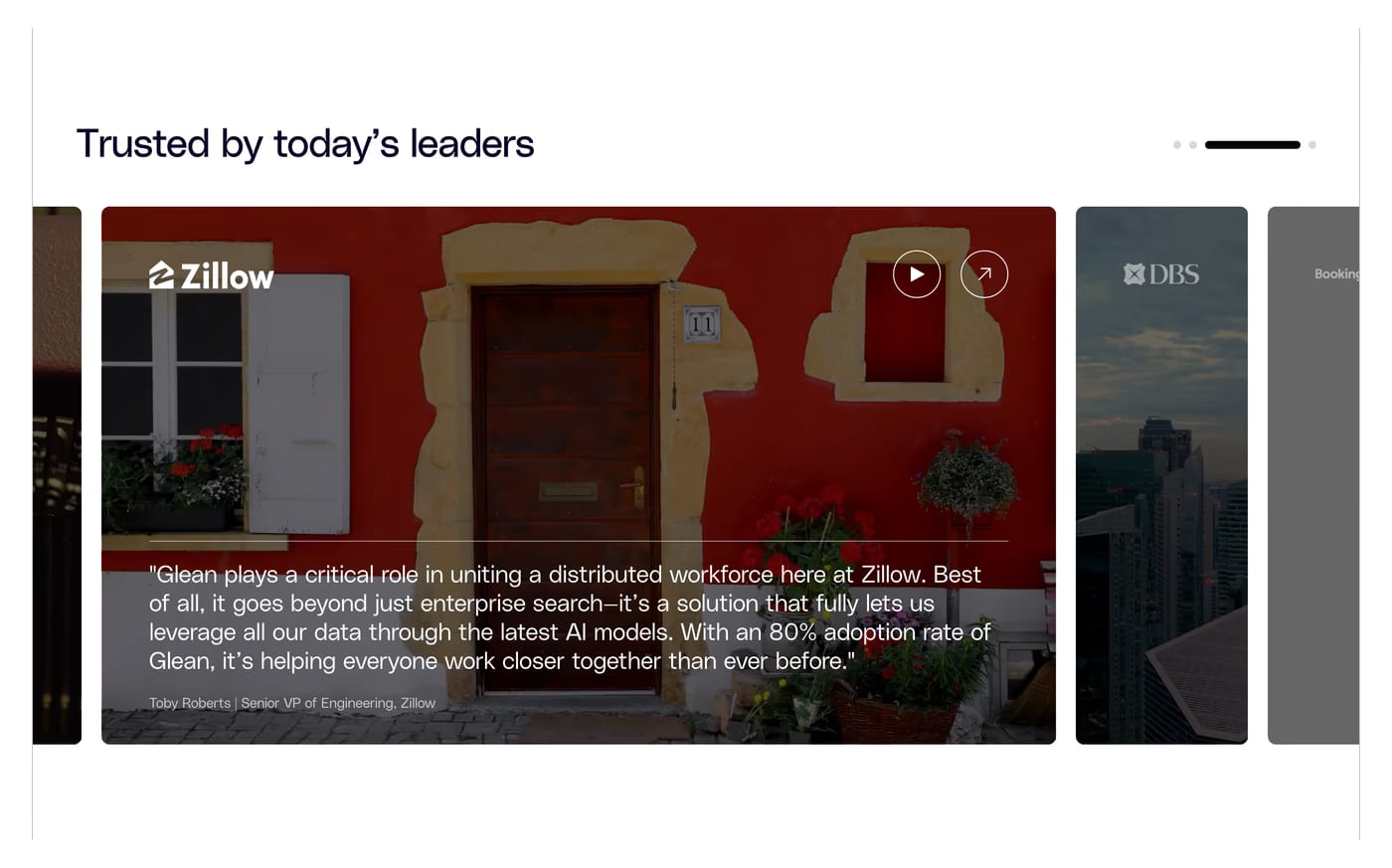 Glean — screenshot of the testimonials section