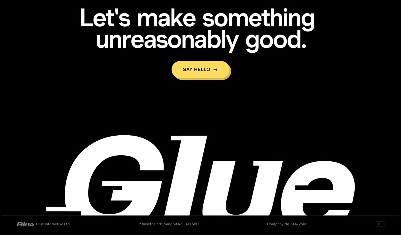 Glue — screenshot of the footer section