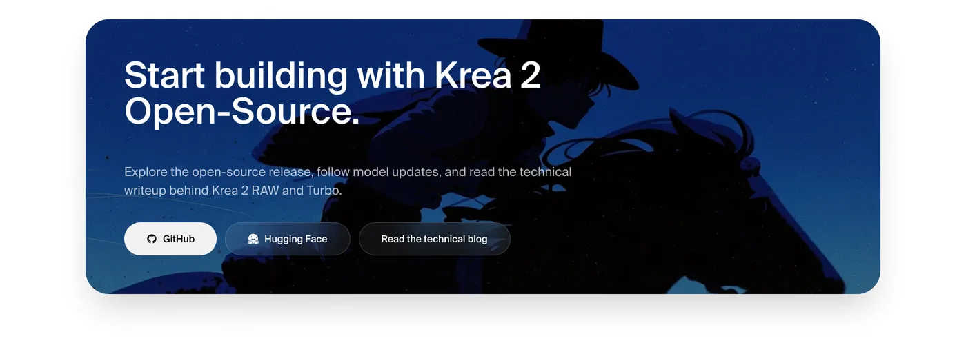 Krea — screenshot of the call to action section