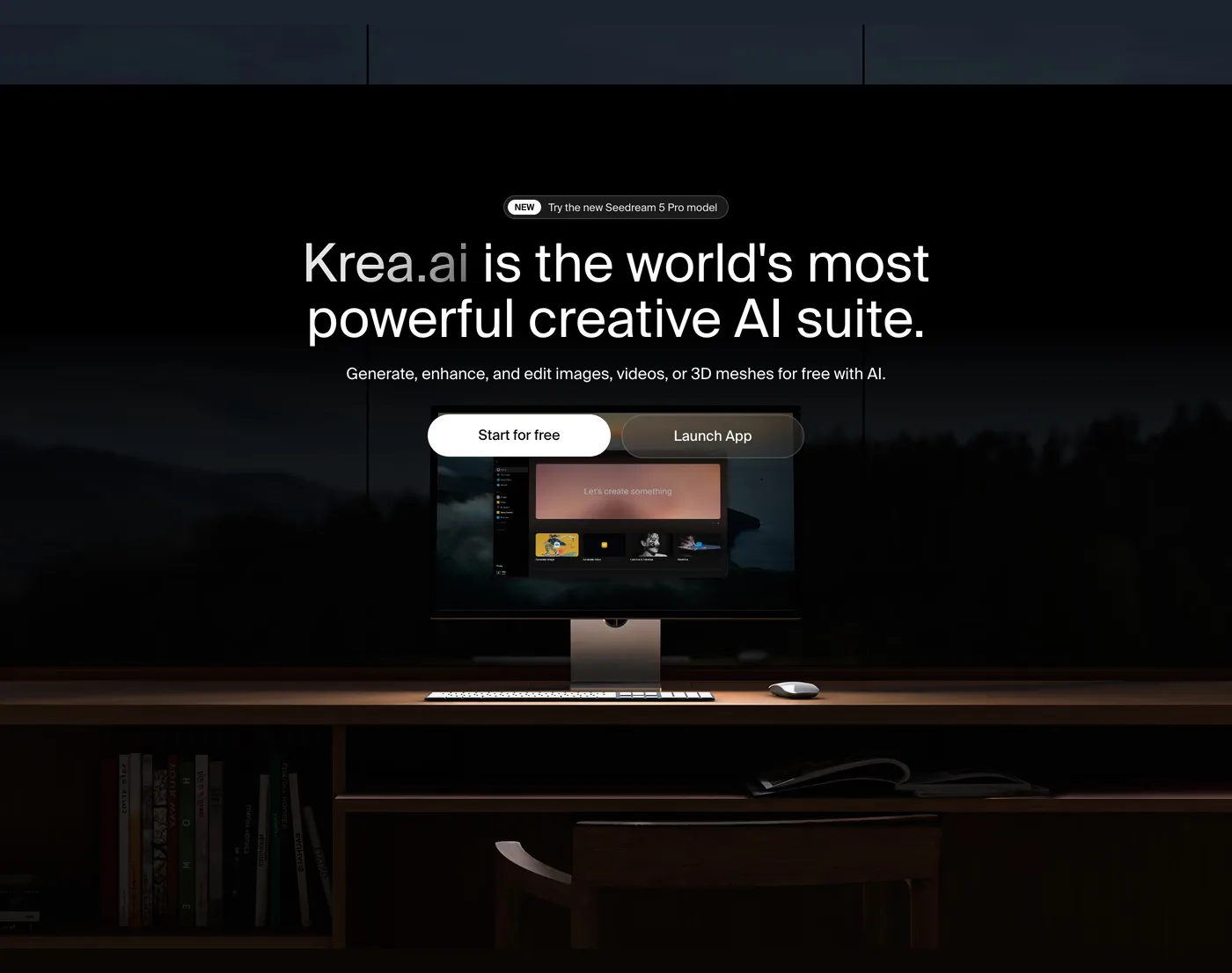 Krea — screenshot of the hero section