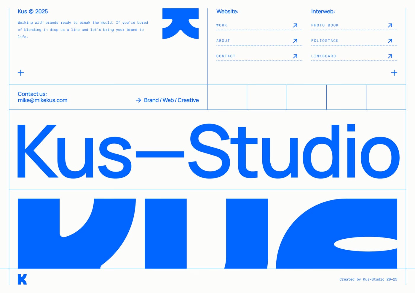 Kus — screenshot of the footer section