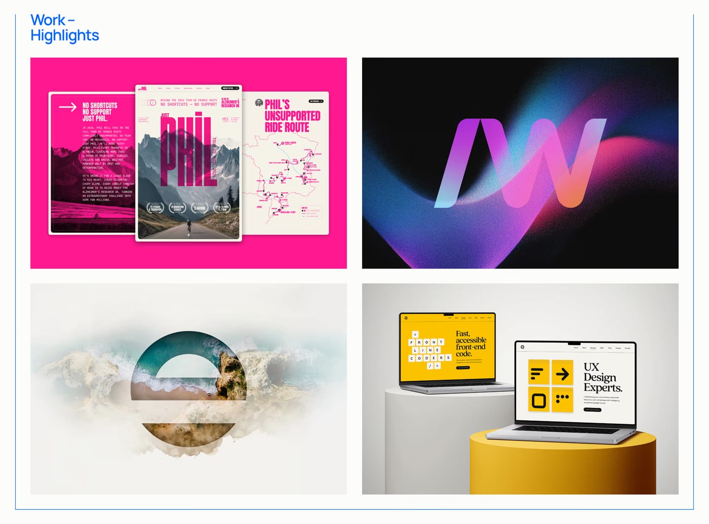 Kus — screenshot of the portfolio section