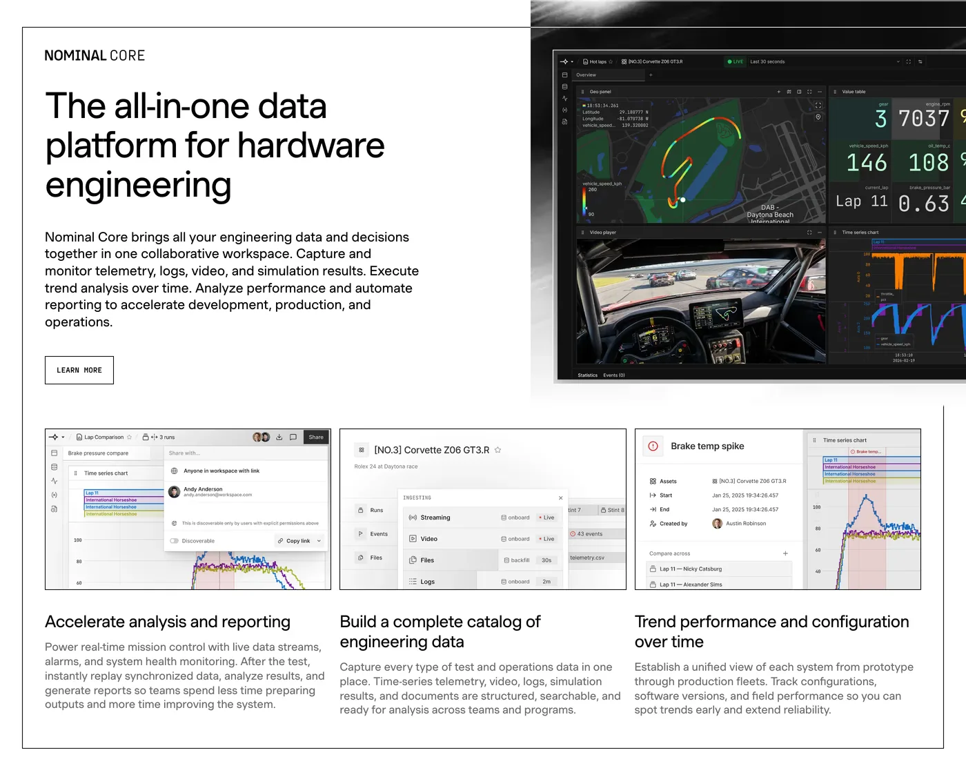 Nominal — screenshot of the features section