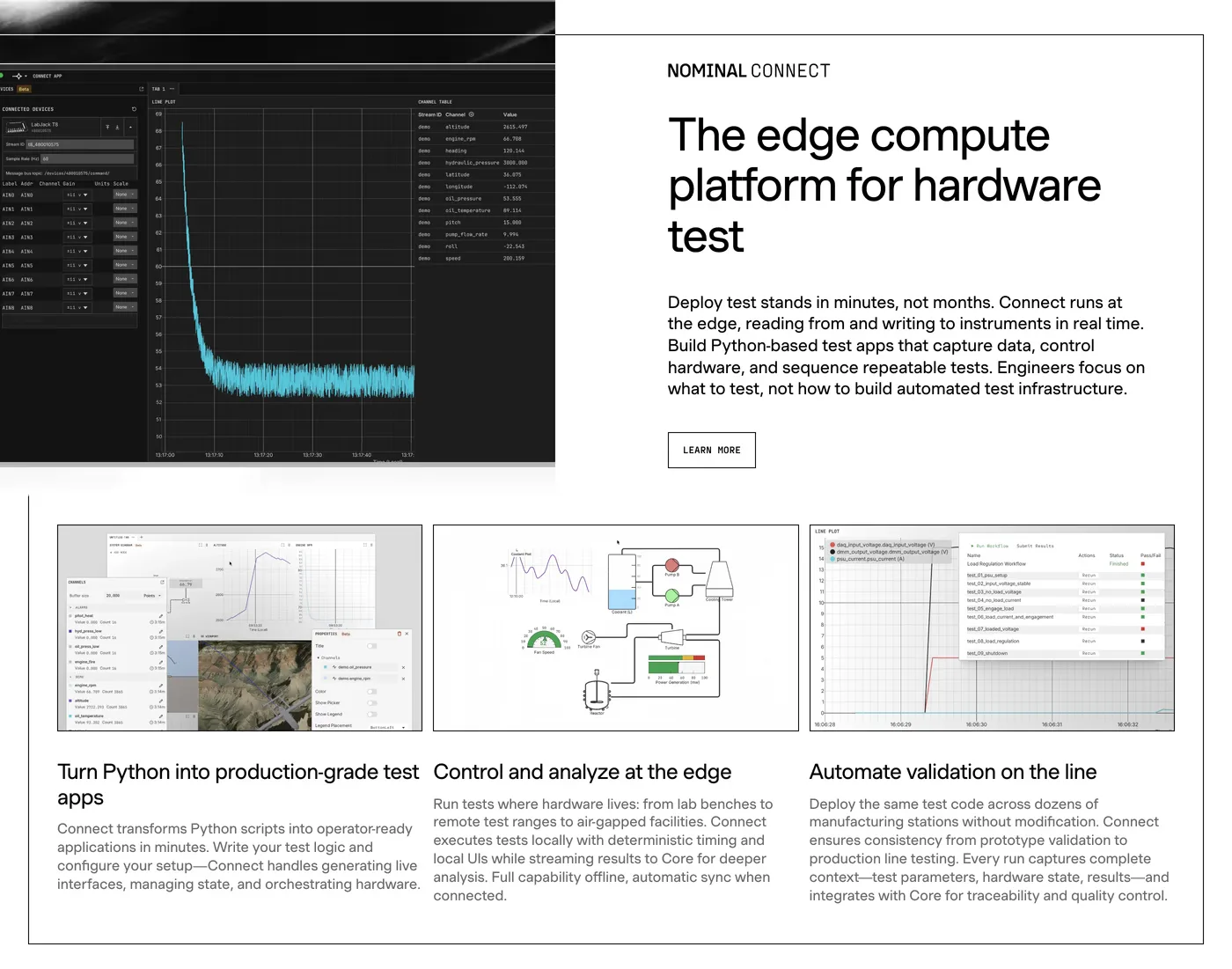 Nominal — screenshot of the features section