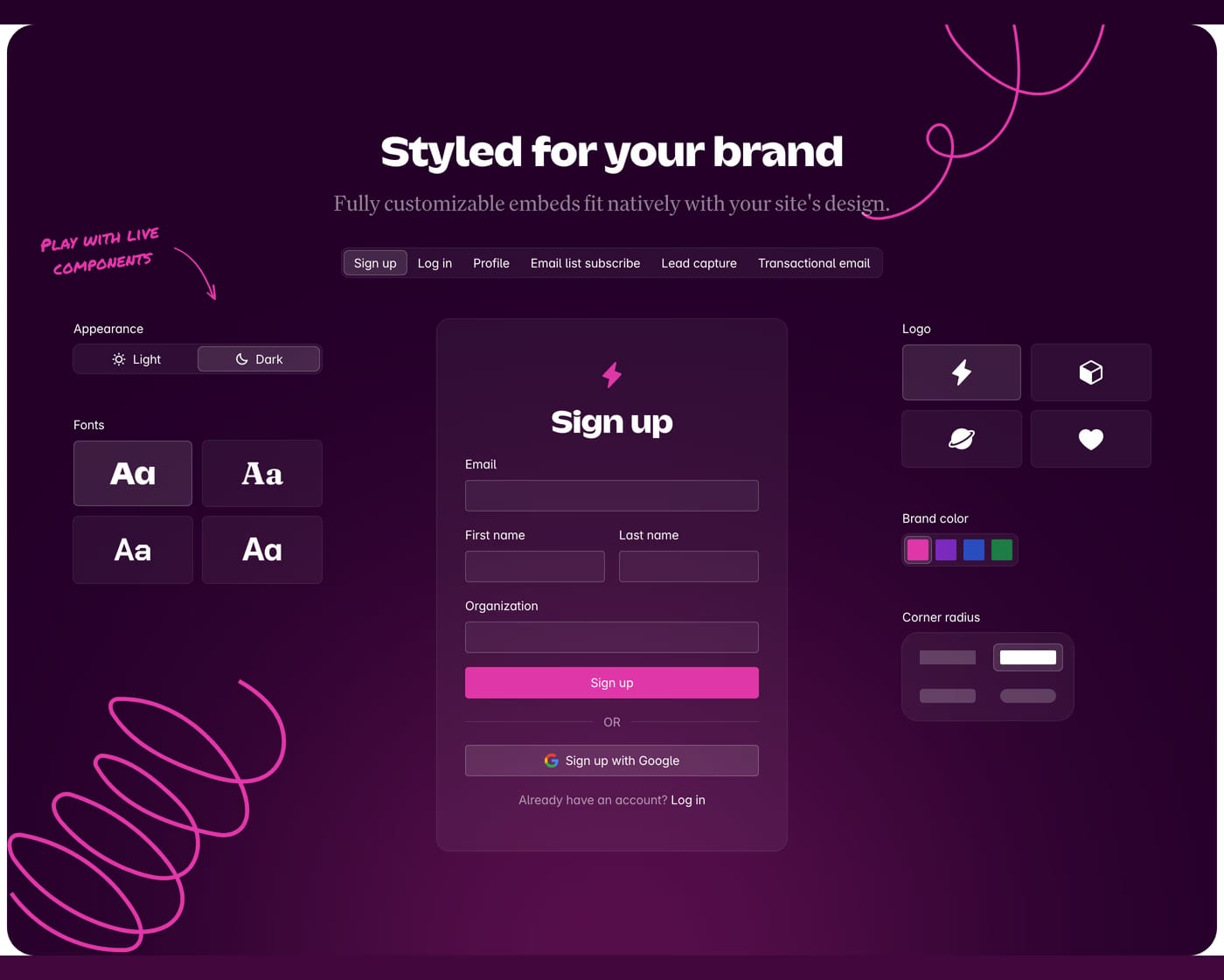 Outseta — screenshot of the call to action section