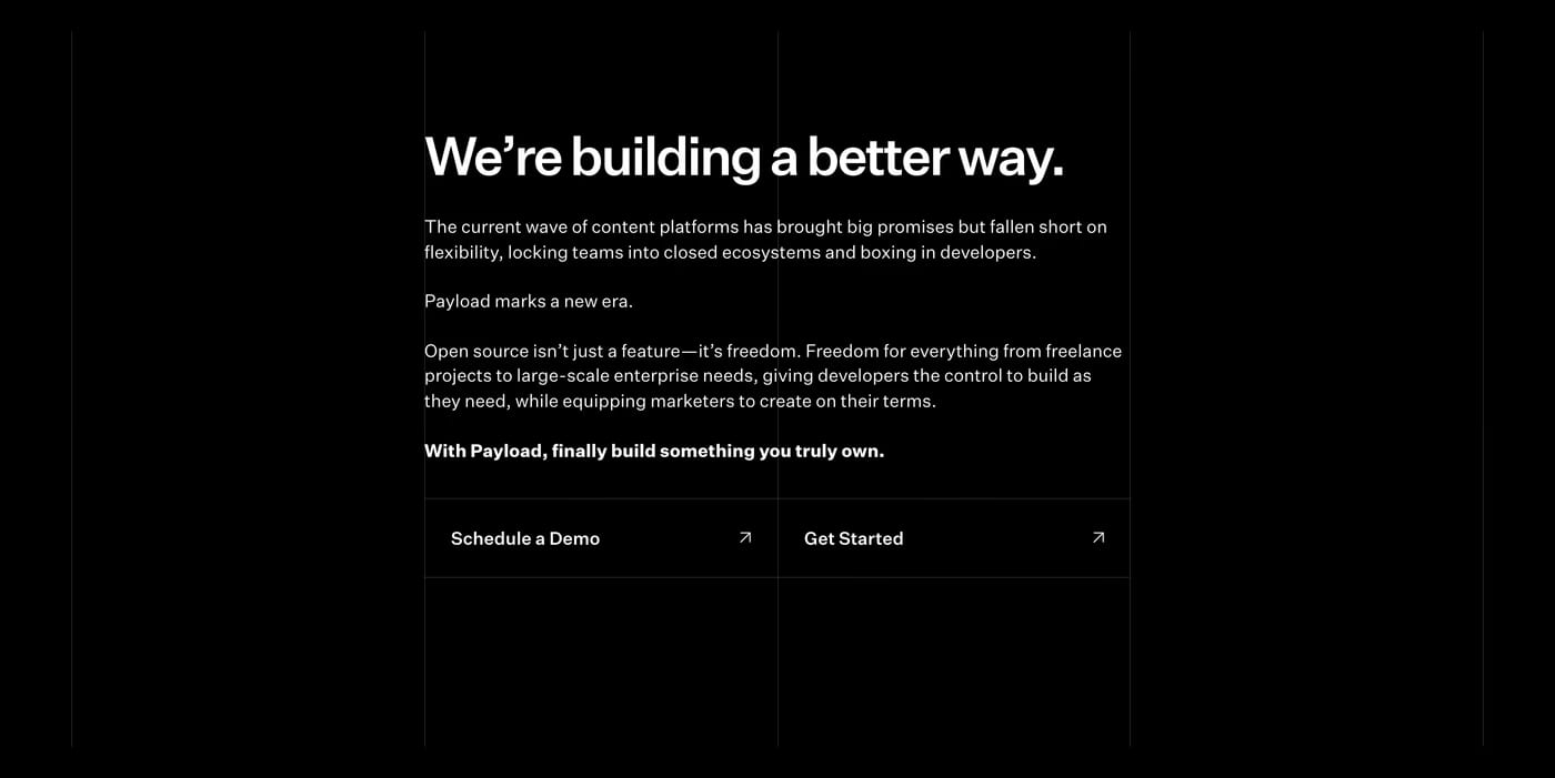 Payload Call to action section