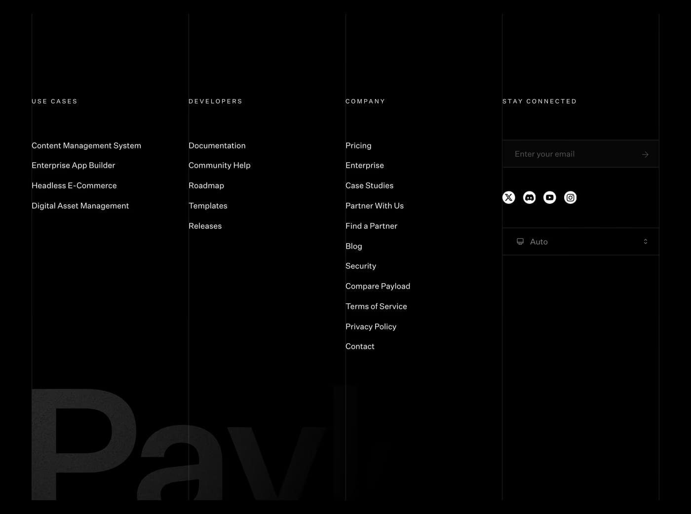 Payload Footer section