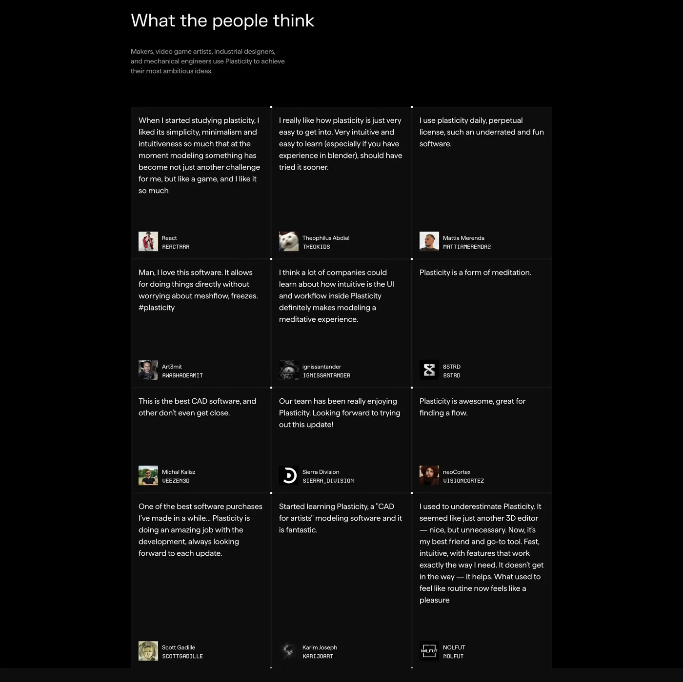 Plasticity — screenshot of the faq section