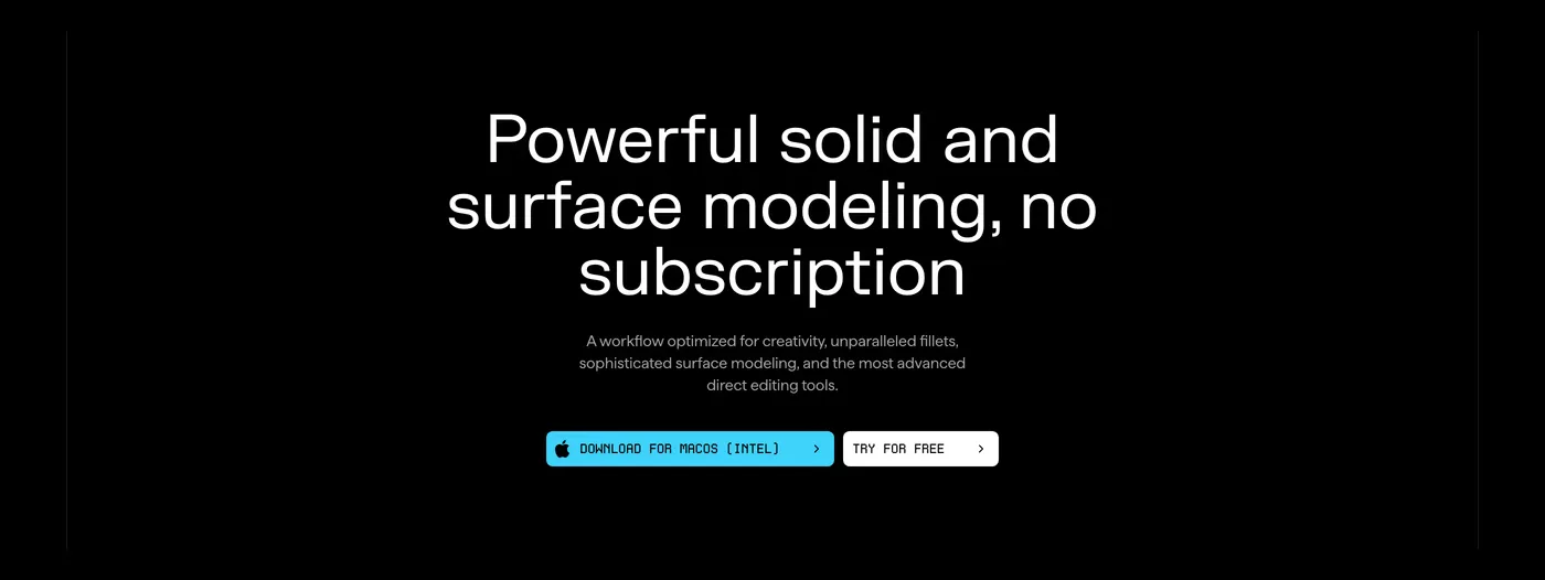 Plasticity — screenshot of the hero section