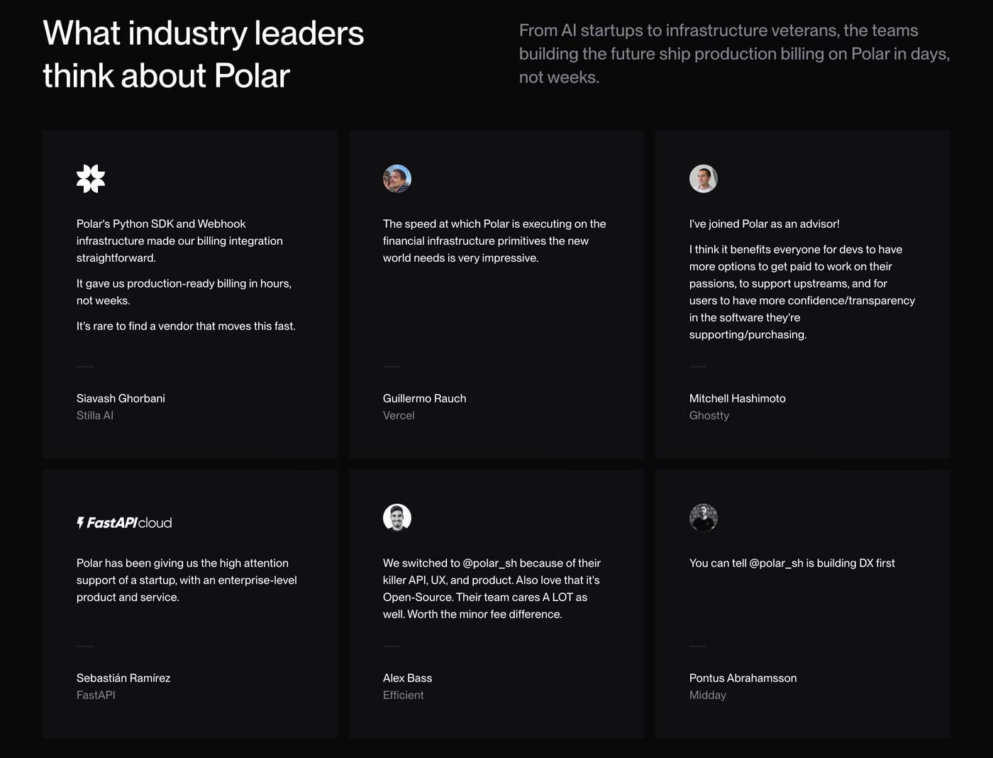 Polar — screenshot of the faq section