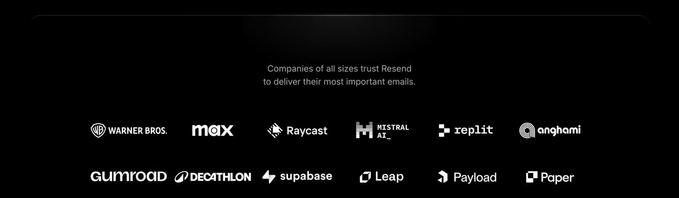 Resend Logos section